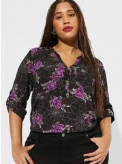 Plus Size Harper Georgette Pullover 3/4 Sleeve Blouse, BLACK WEB, hi-res