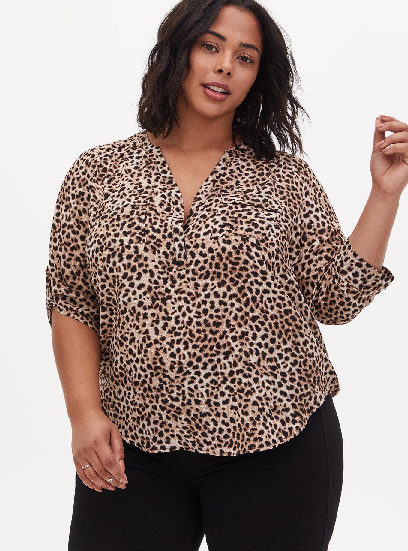 torrid, Tops, Torrid Harper Georgette Pullover 34 Sleeve Blouse In Chee  Leopard 4x