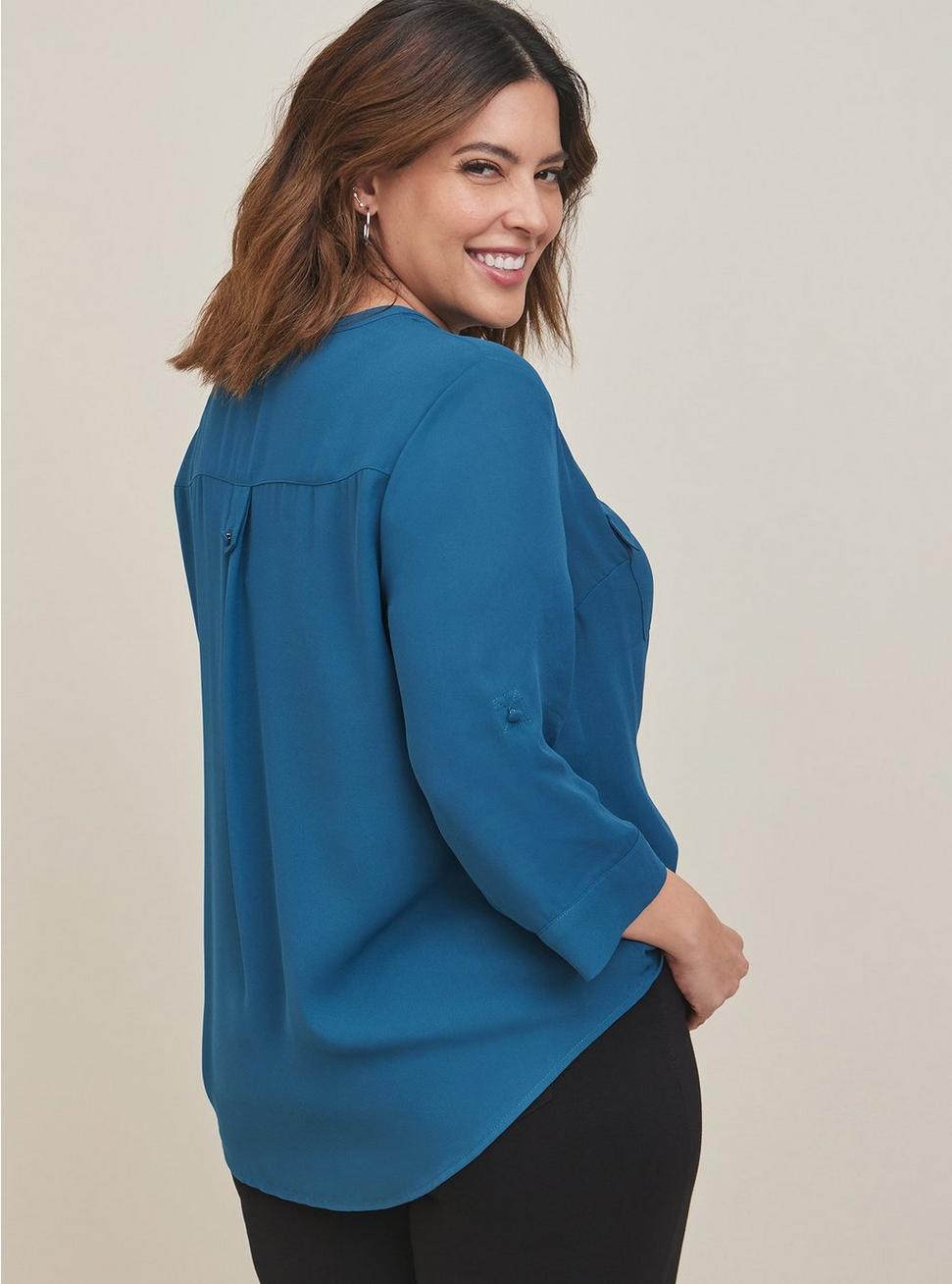 Plus Size Harper Georgette Pullover 3/4 Sleeve Blouse, LEGION BLUE, alternate