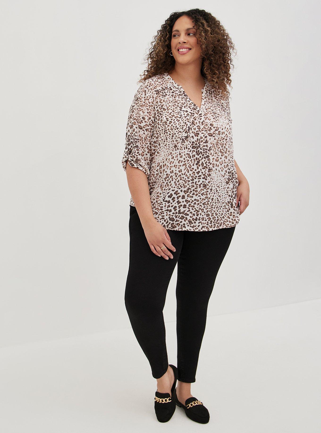 torrid, Tops, Torrid Harper Georgette Pullover 34 Sleeve Blouse In Chee  Leopard 4x