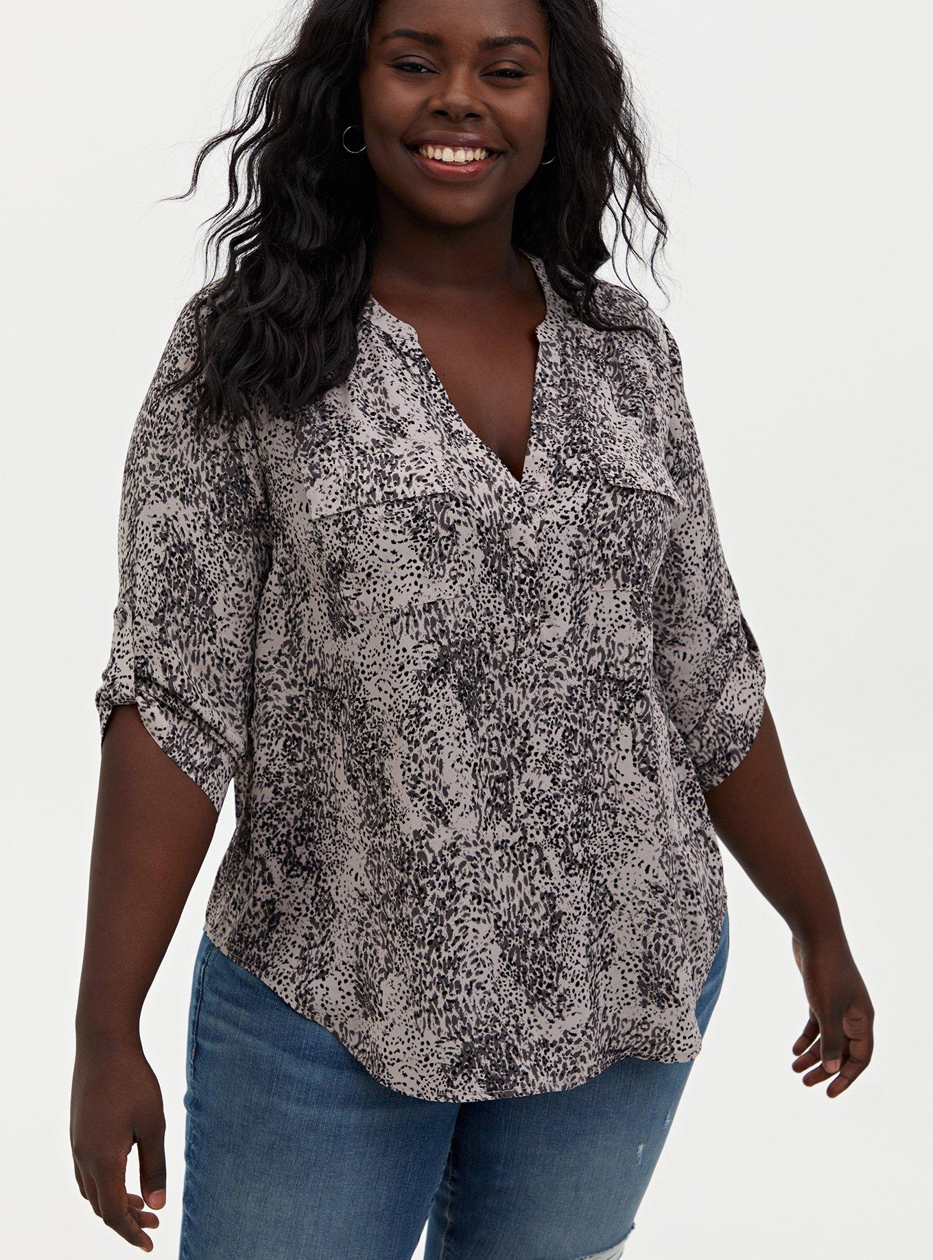 【Raucohouse】Harper 3/4 sleeve top Plus Size - Harper 3/4 Sleeve Pullover Blouse - Torrid