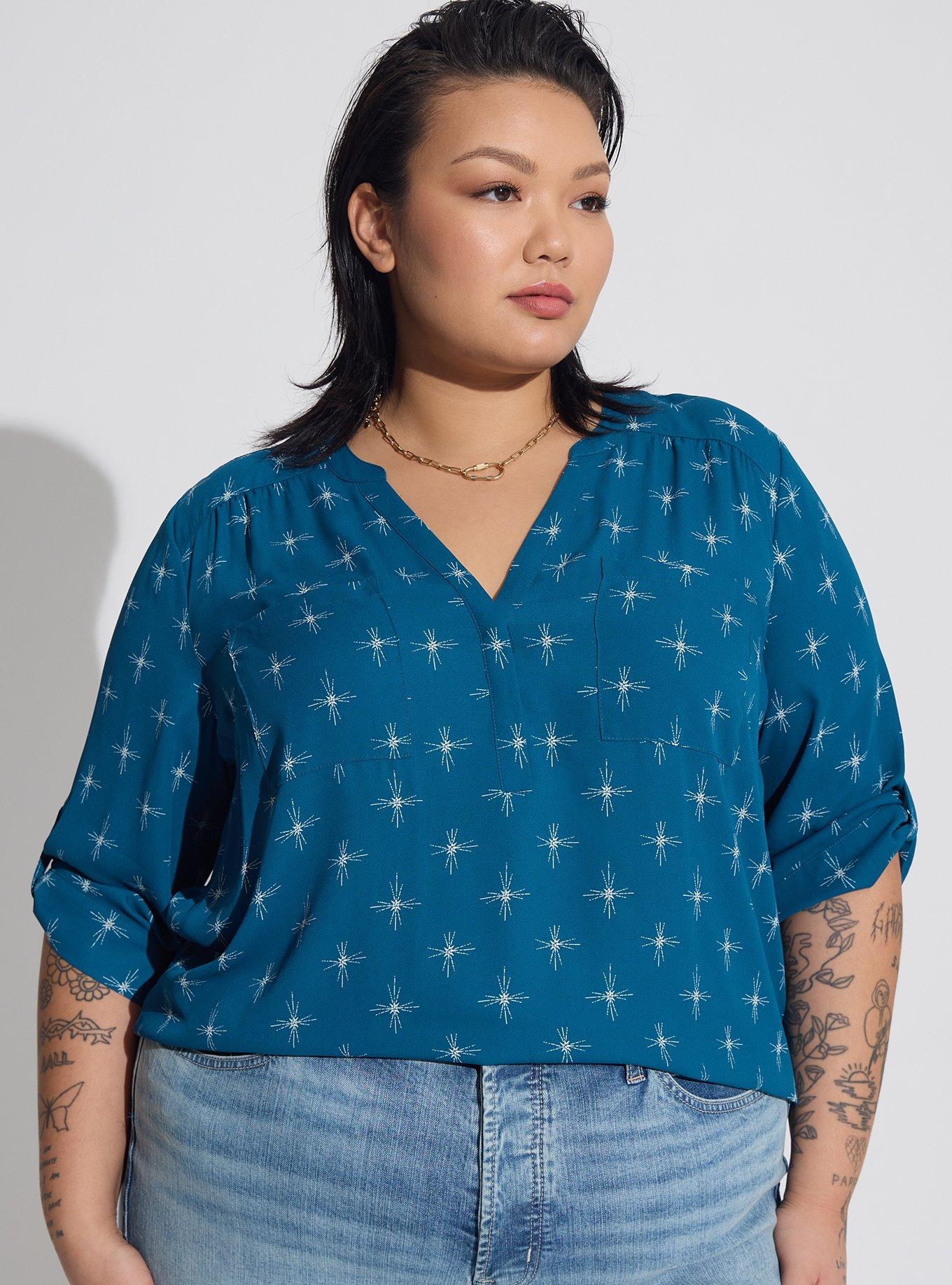 【Raucohouse】Harper 3/4 sleeve top Plus Size - Harper Georgette 3/4 Sleeve Blouse - Torrid