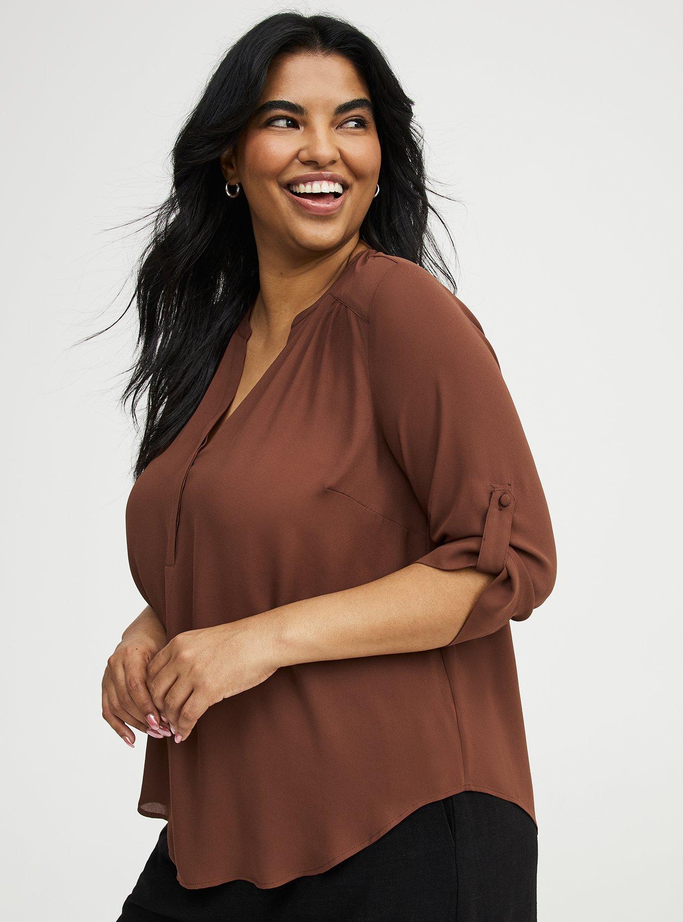 Harper Georgette 3/4 Sleeve Blouse, CAPPUCCINO, alternate