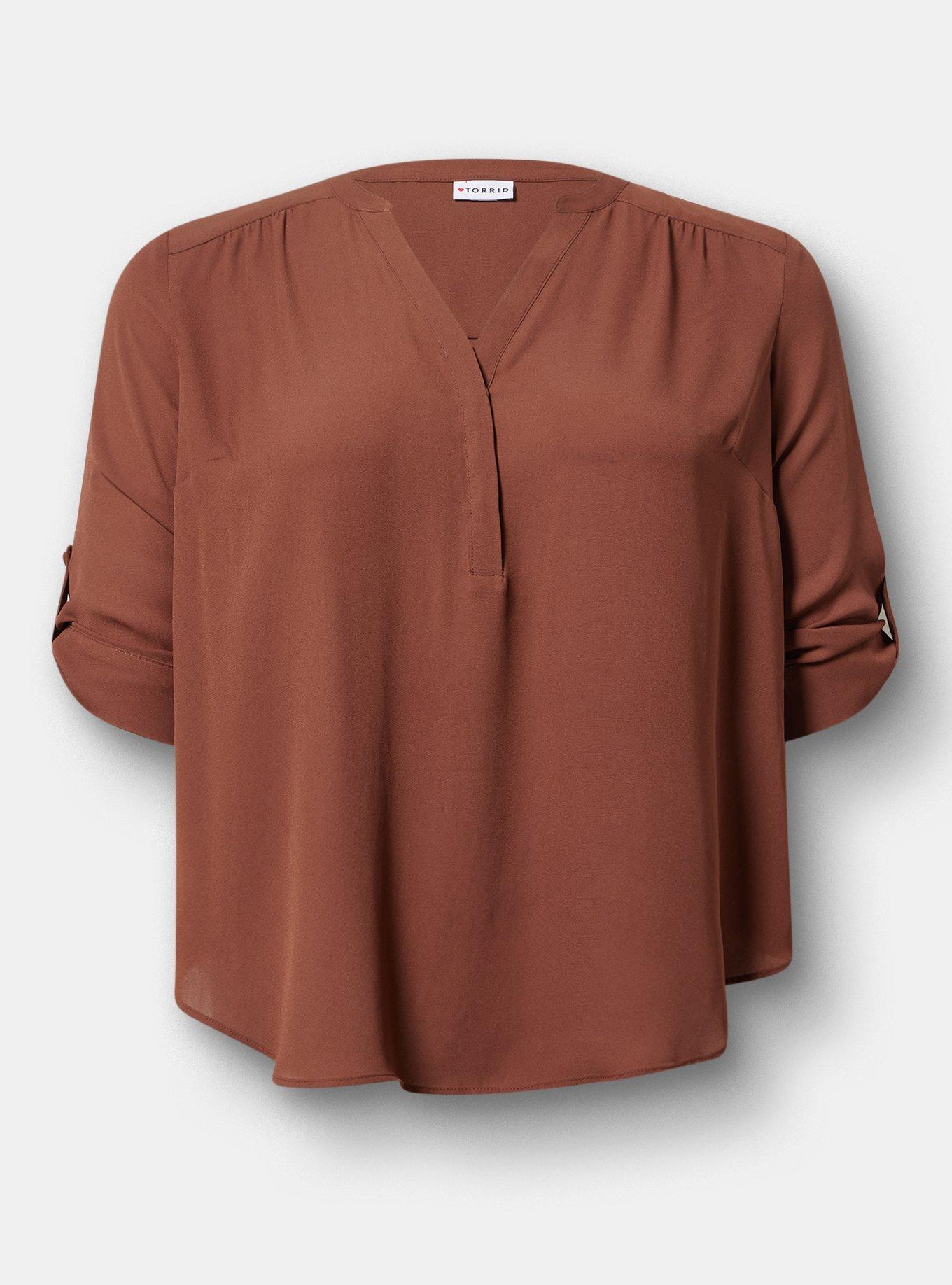 Harper Georgette 3/4 Sleeve Blouse, CAPPUCCINO, hi-res