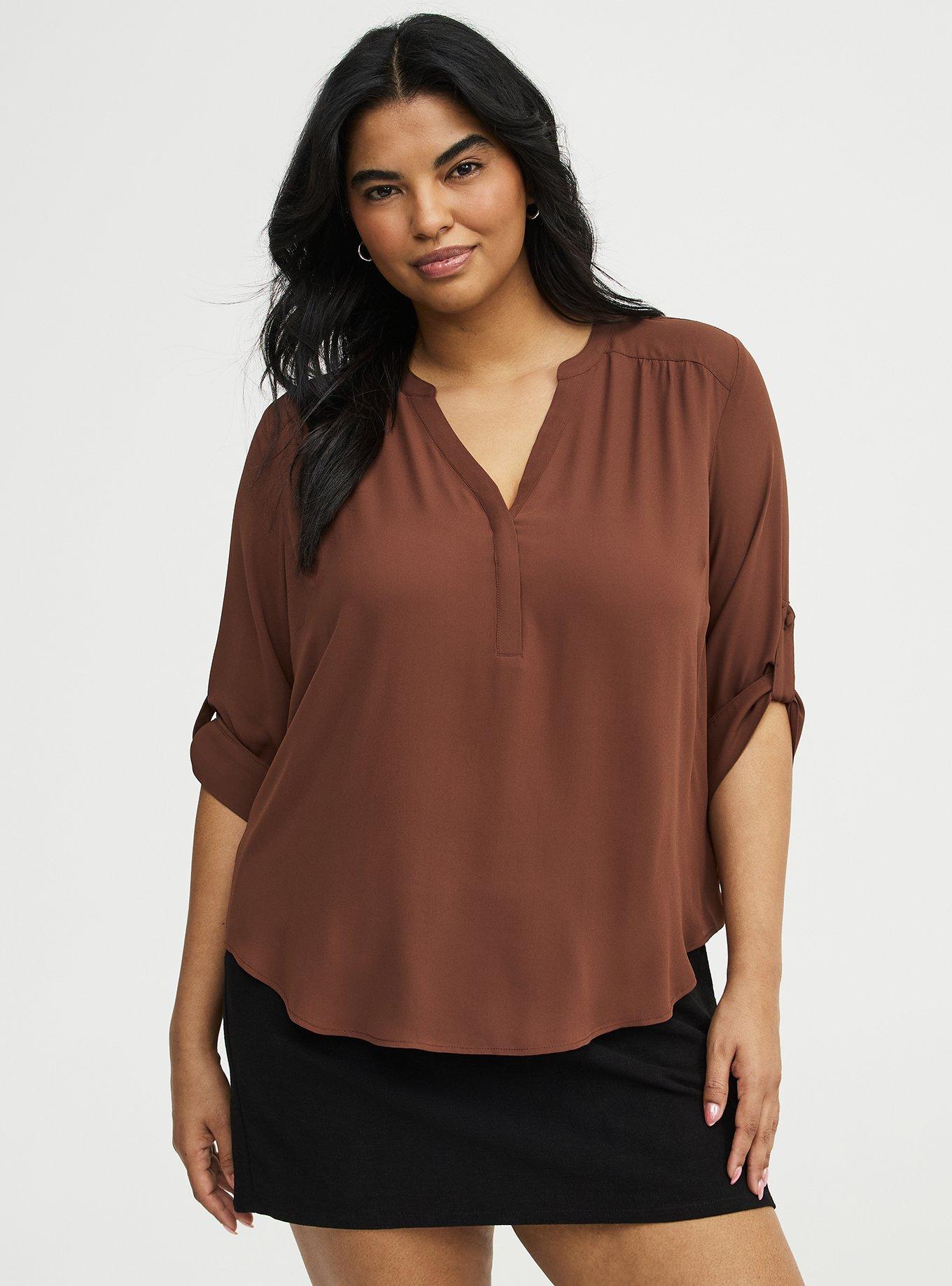 Harper Georgette 3/4 Sleeve Blouse, CAPPUCCINO, hi-res