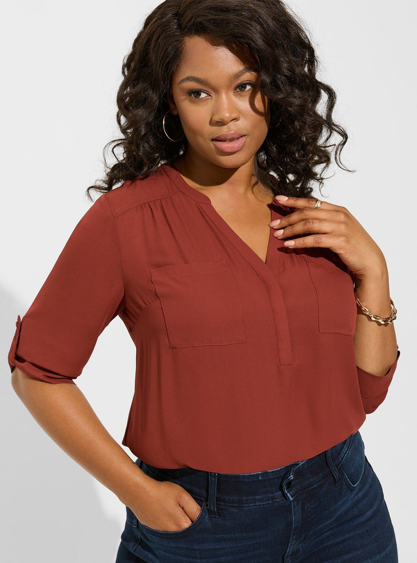 Plus Size - Harper Rayon Crepe Pullover 3/4 Sleeve Blouse - Torrid