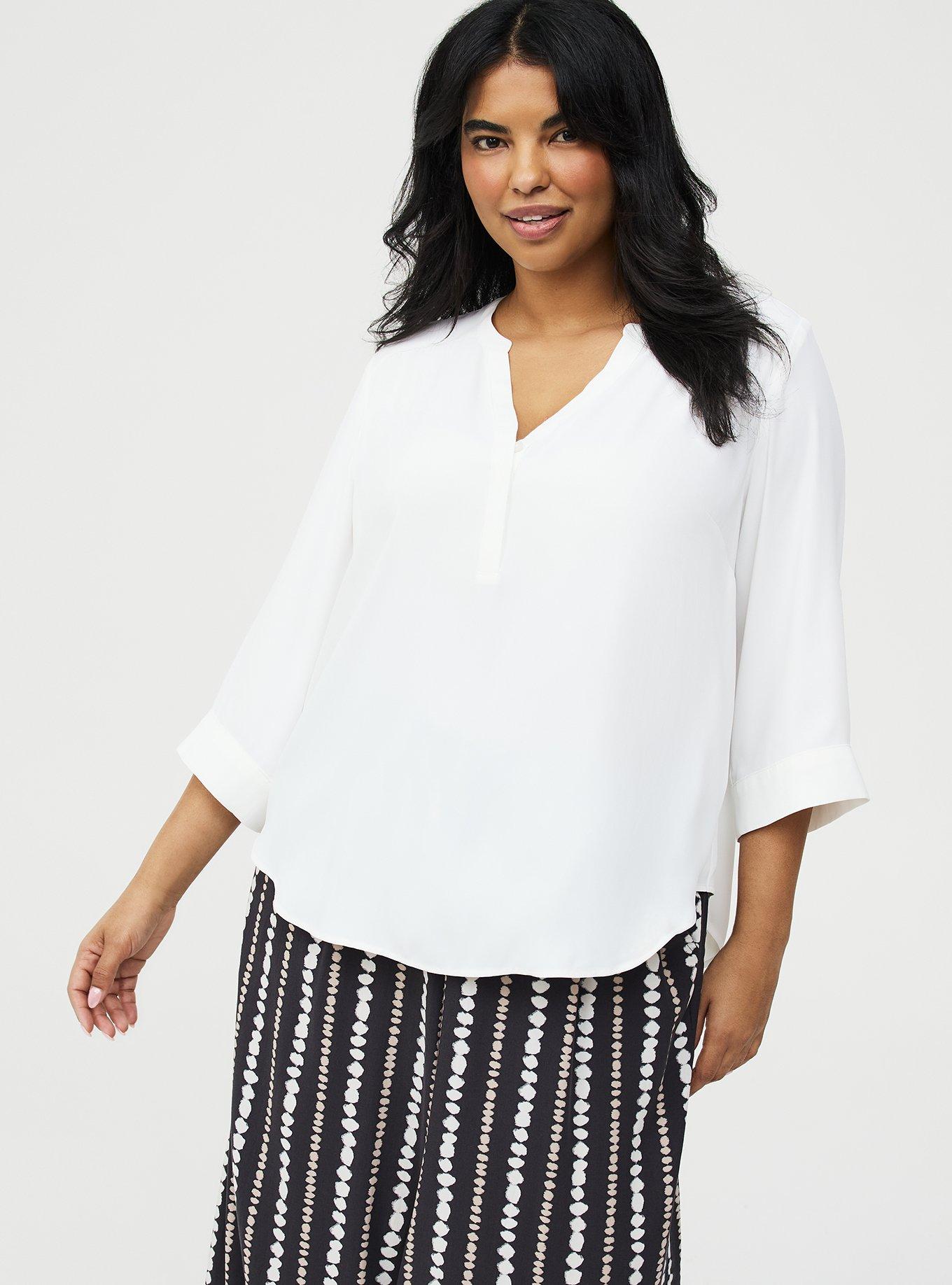 Harper Georgette 3/4 Sleeve Blouse, BLANC DE BLANC, hi-res