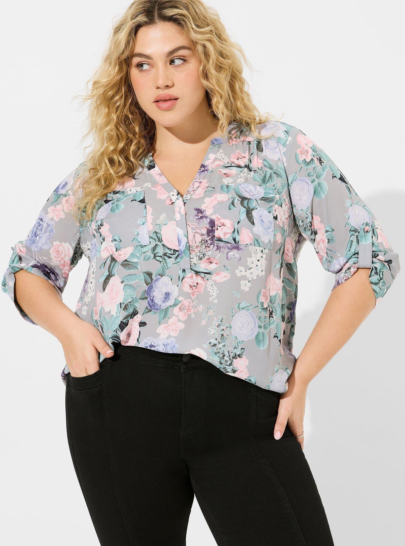 NWT Torrid Plus Size 3 3X 22/24 SUPER SOFT PEACH FLORAL COLD