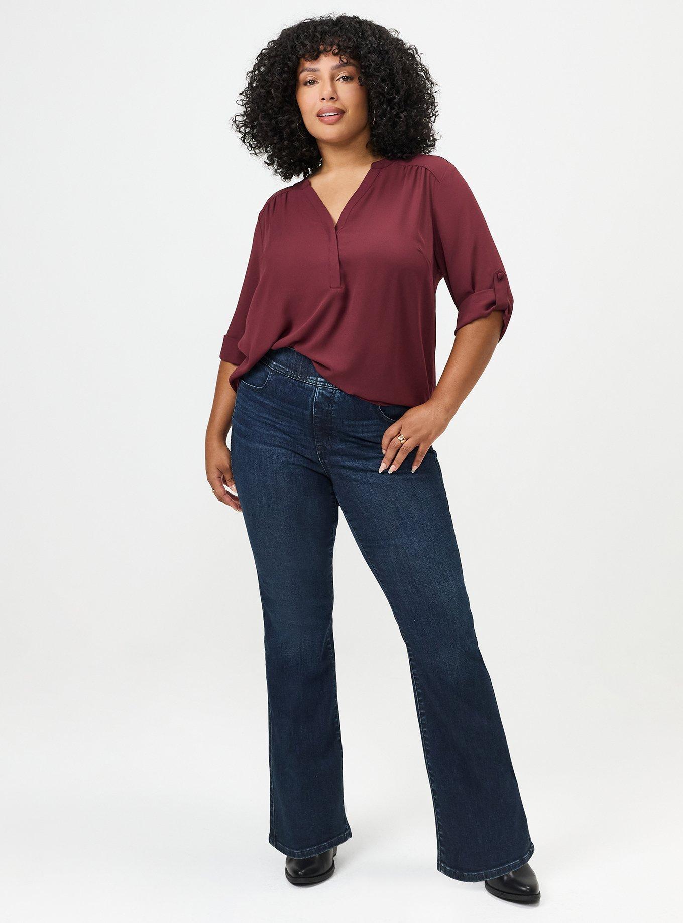 Harper 3/4 Sleeve Pullover Blouse, MAROON BANNER, alternate