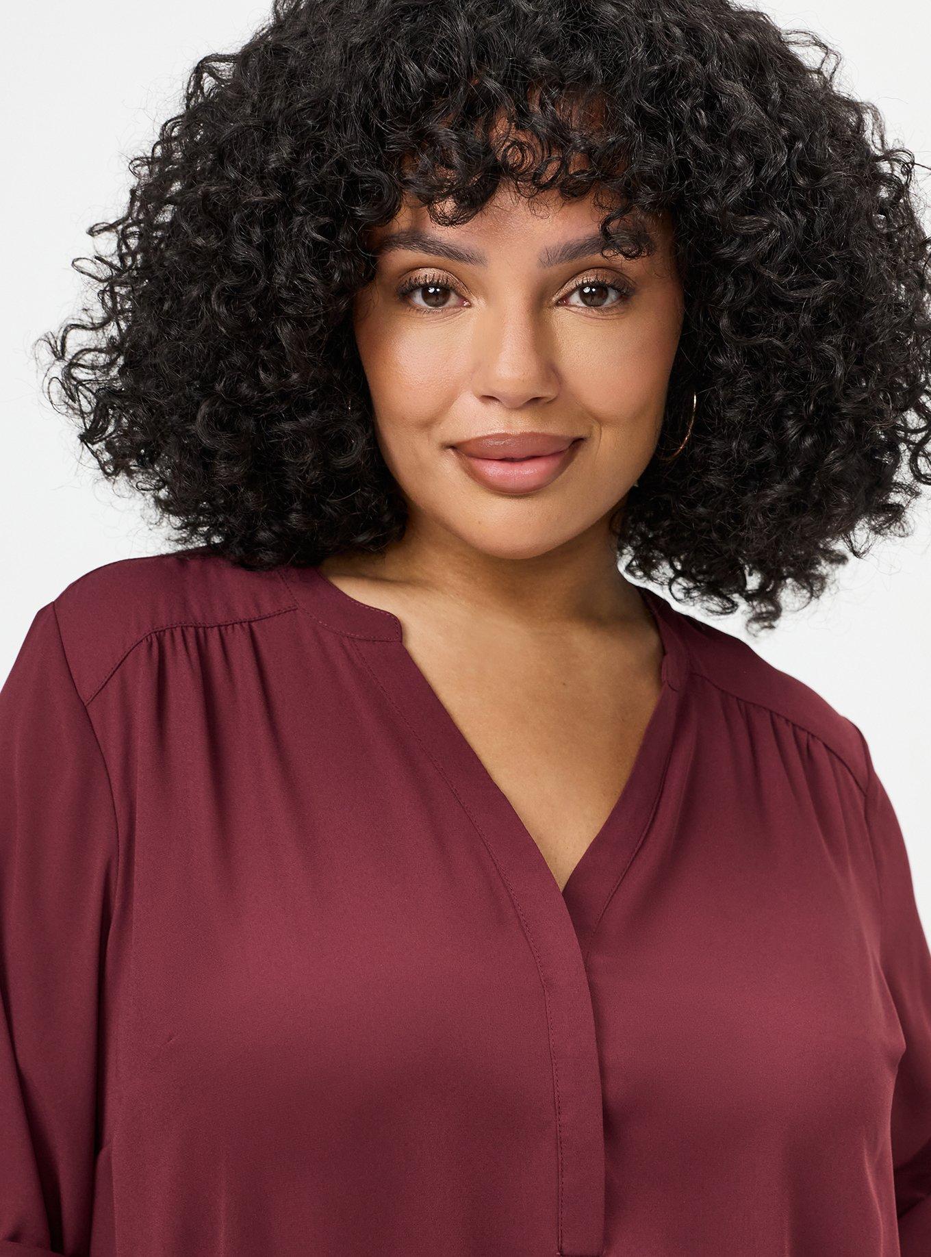 Harper 3/4 Sleeve Pullover Blouse, MAROON BANNER, alternate
