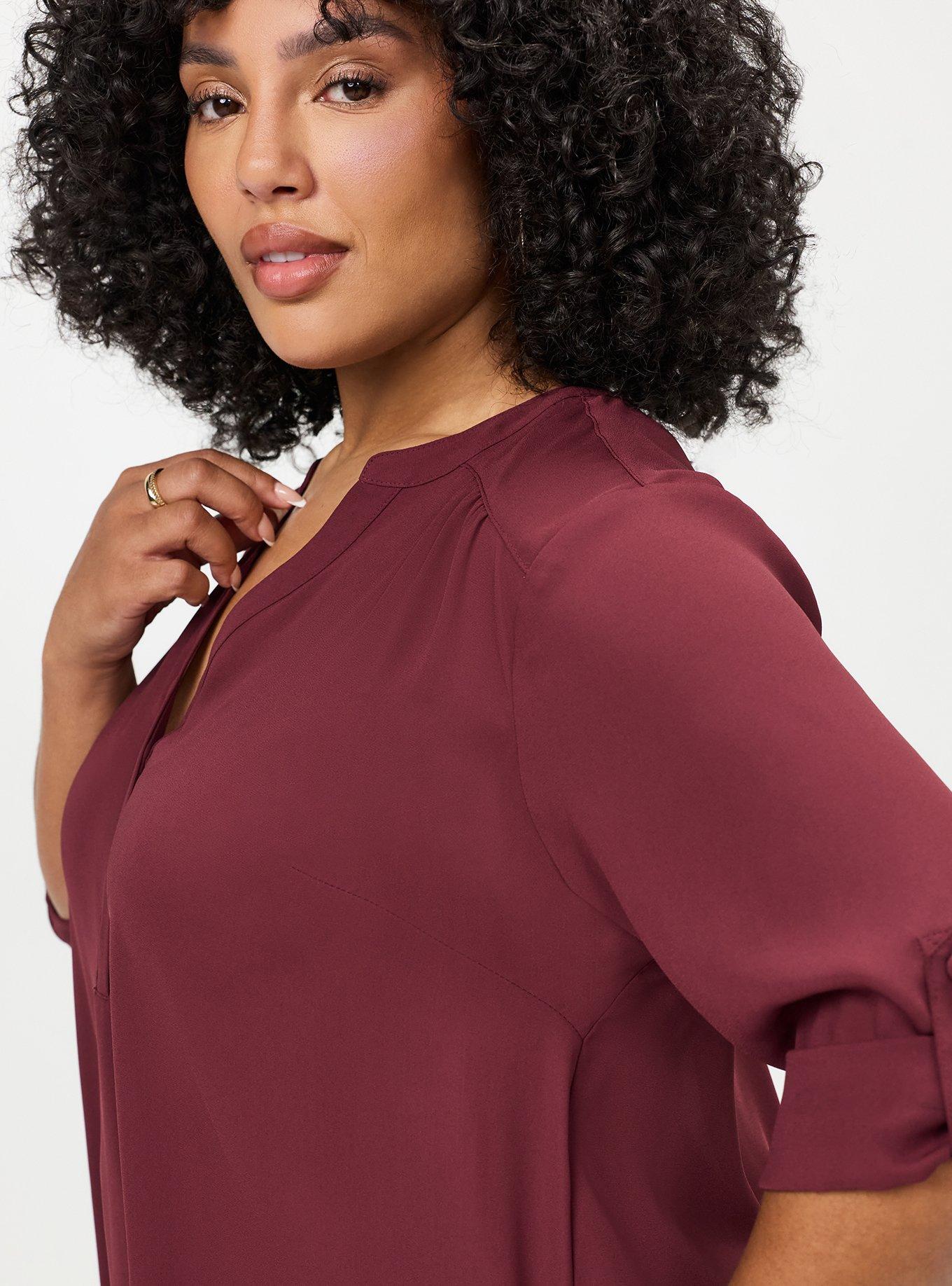 Harper 3/4 Sleeve Pullover Blouse, MAROON BANNER, alternate