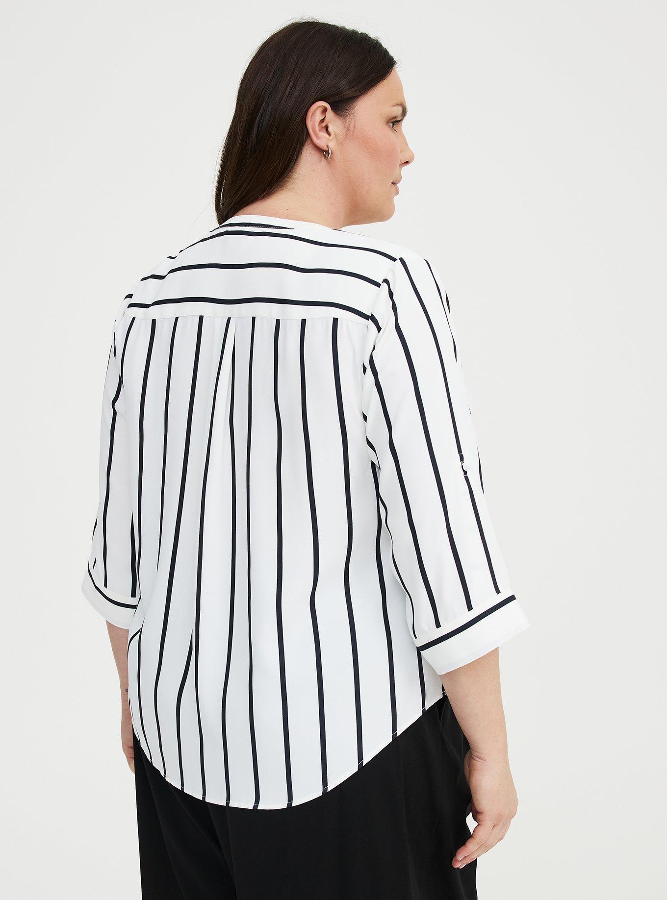 Harper Georgette 3/4 Sleeve Blouse, RAIL STRIPE CLOUD DANCER, alternate