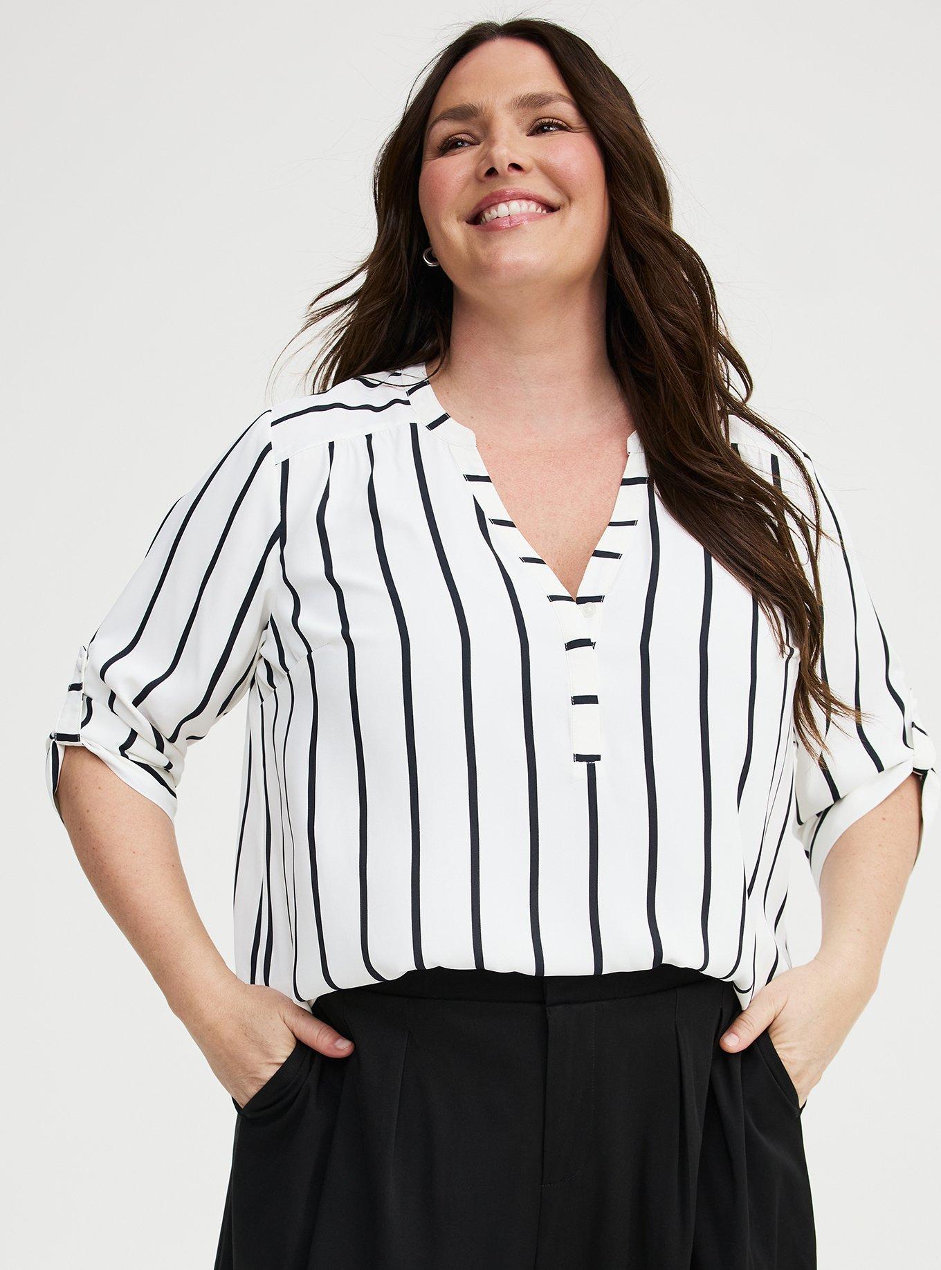 Harper Georgette 3/4 Sleeve Blouse, RAIL STRIPE CLOUD DANCER, alternate