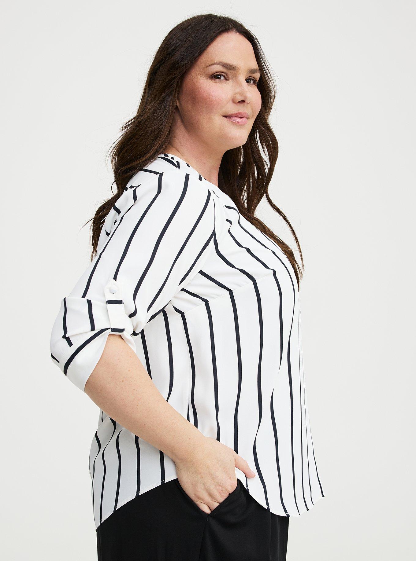 Harper Georgette 3/4 Sleeve Blouse, RAIL STRIPE CLOUD DANCER, alternate
