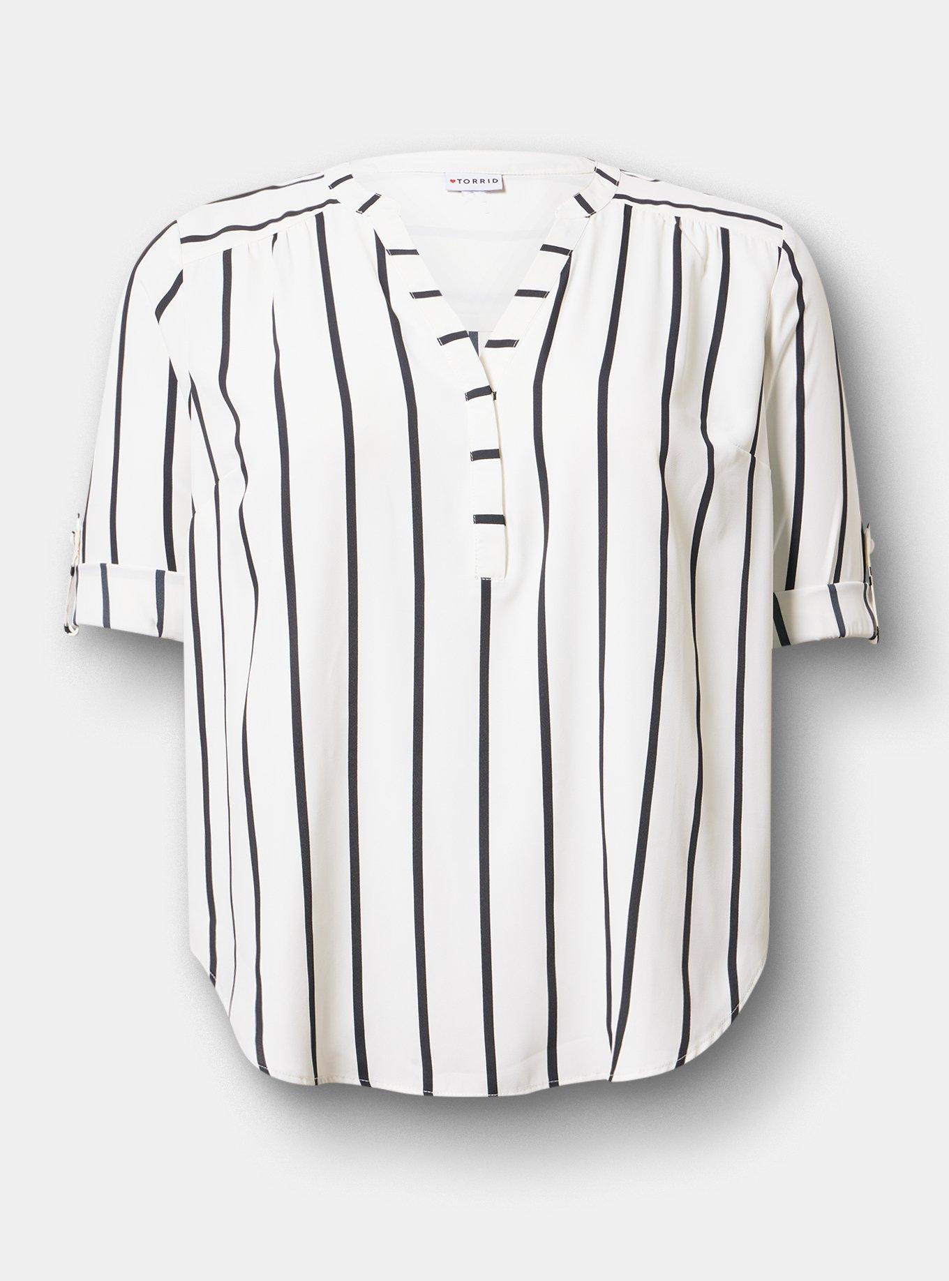 Harper Georgette 3/4 Sleeve Blouse, RAIL STRIPE CLOUD DANCER, hi-res