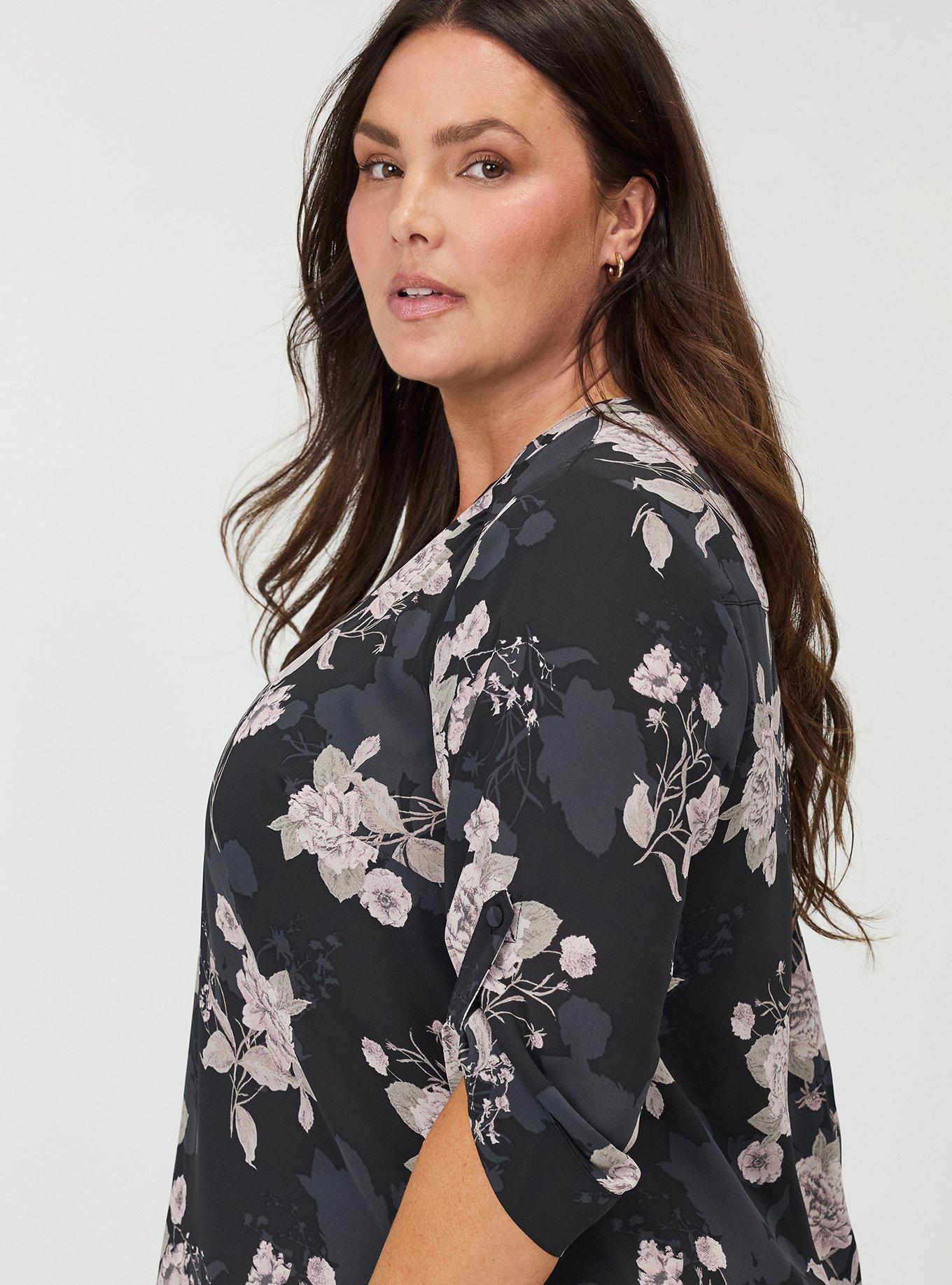 Harper Georgette 3/4 Sleeve Blouse, SKETCHED FLORAL BLACK, alternate