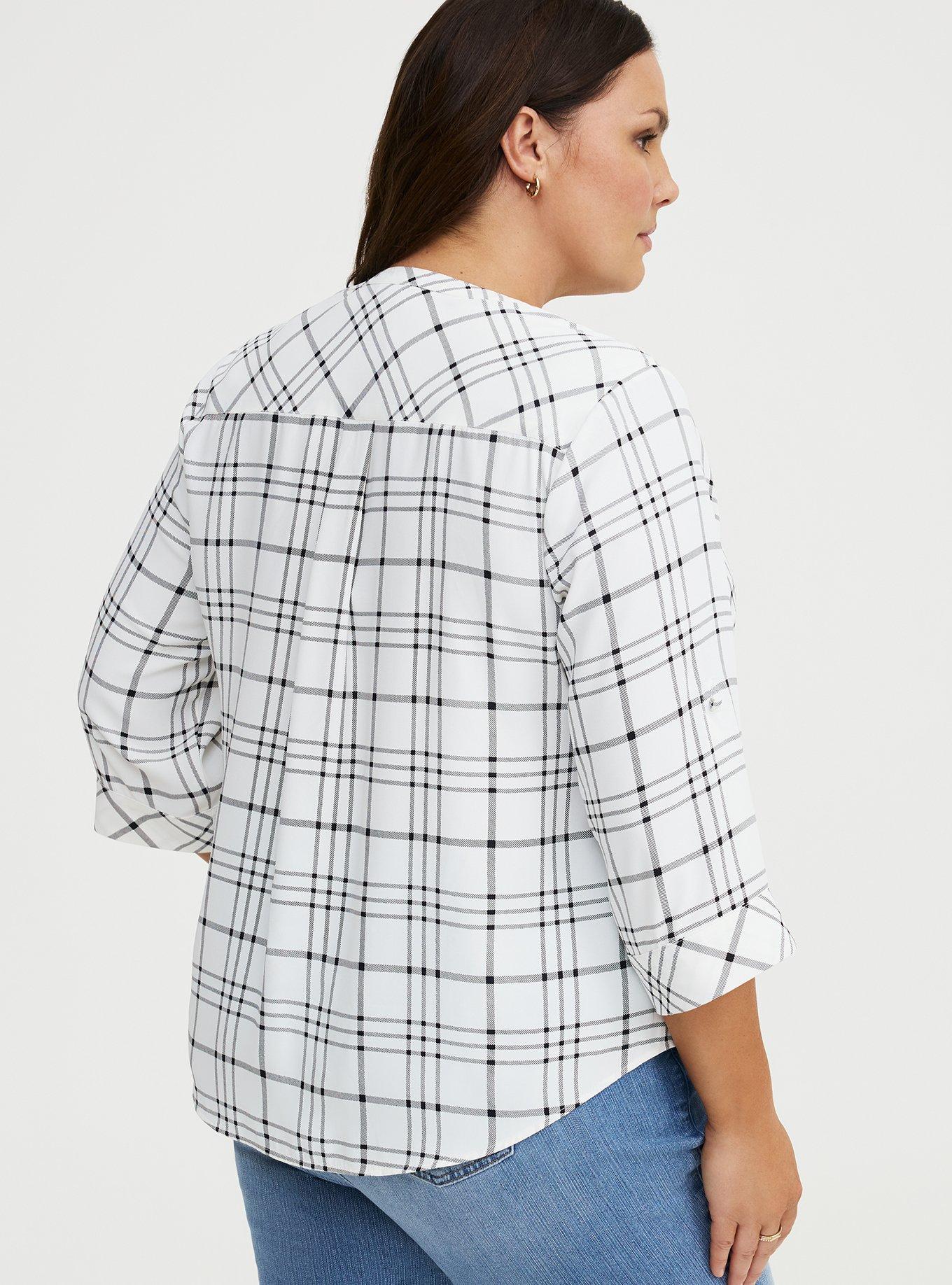 Harper Georgette 3/4 Sleeve Blouse, MODERN PLAID WHITE, alternate