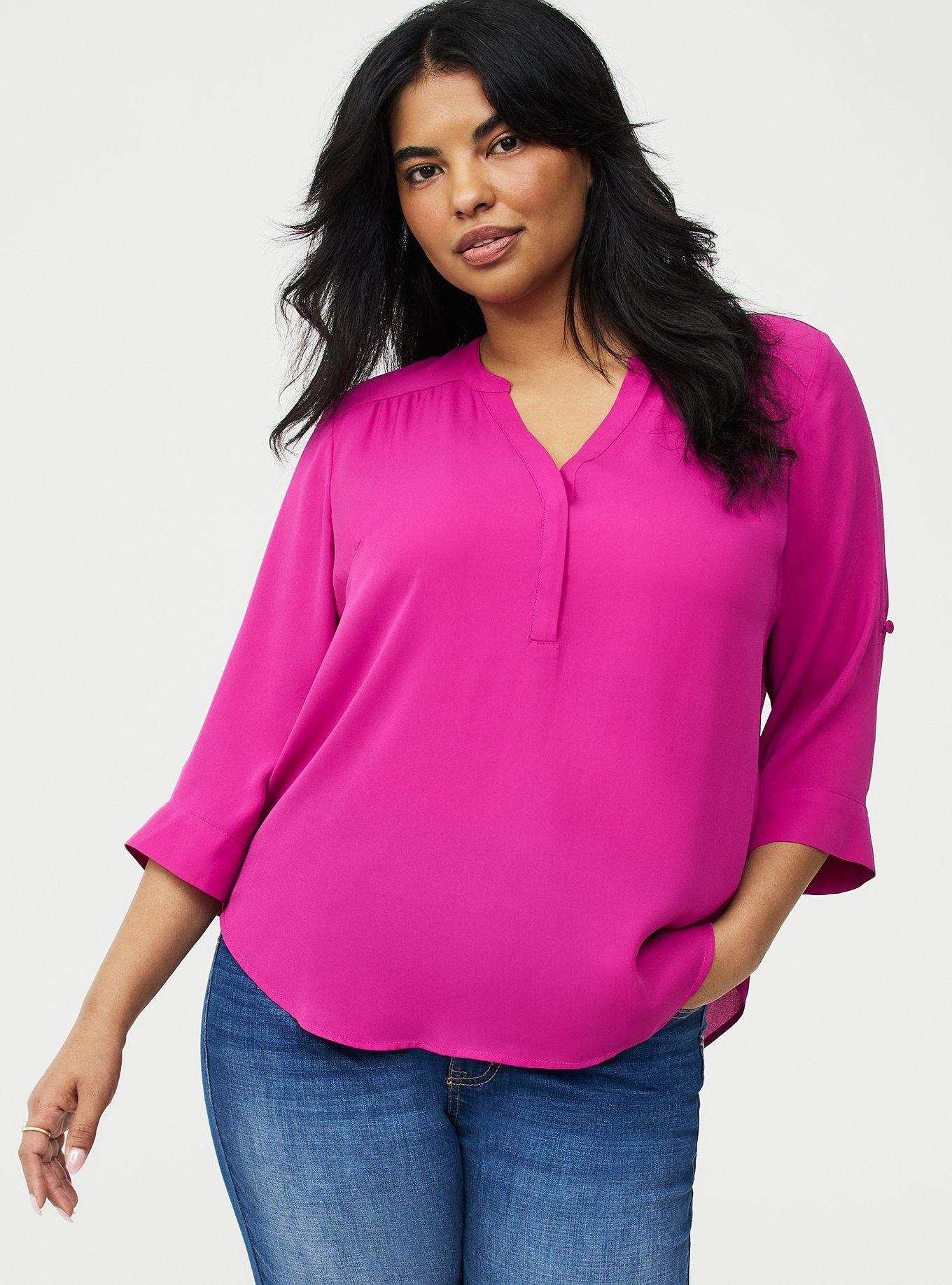 Harper Georgette 3/4 Sleeve Blouse, WILD ASTER, hi-res