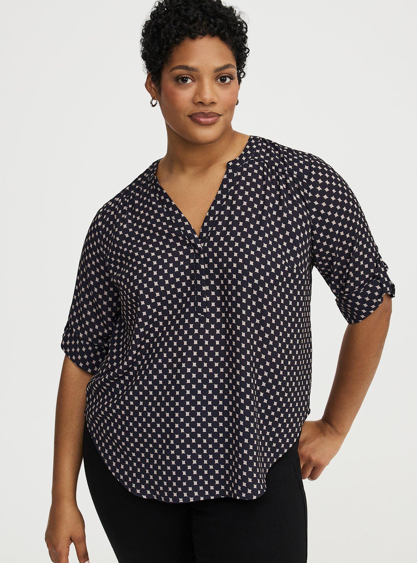 Harper Georgette 3/4 Sleeve Blouse, WATER DOTS TAN, alternate