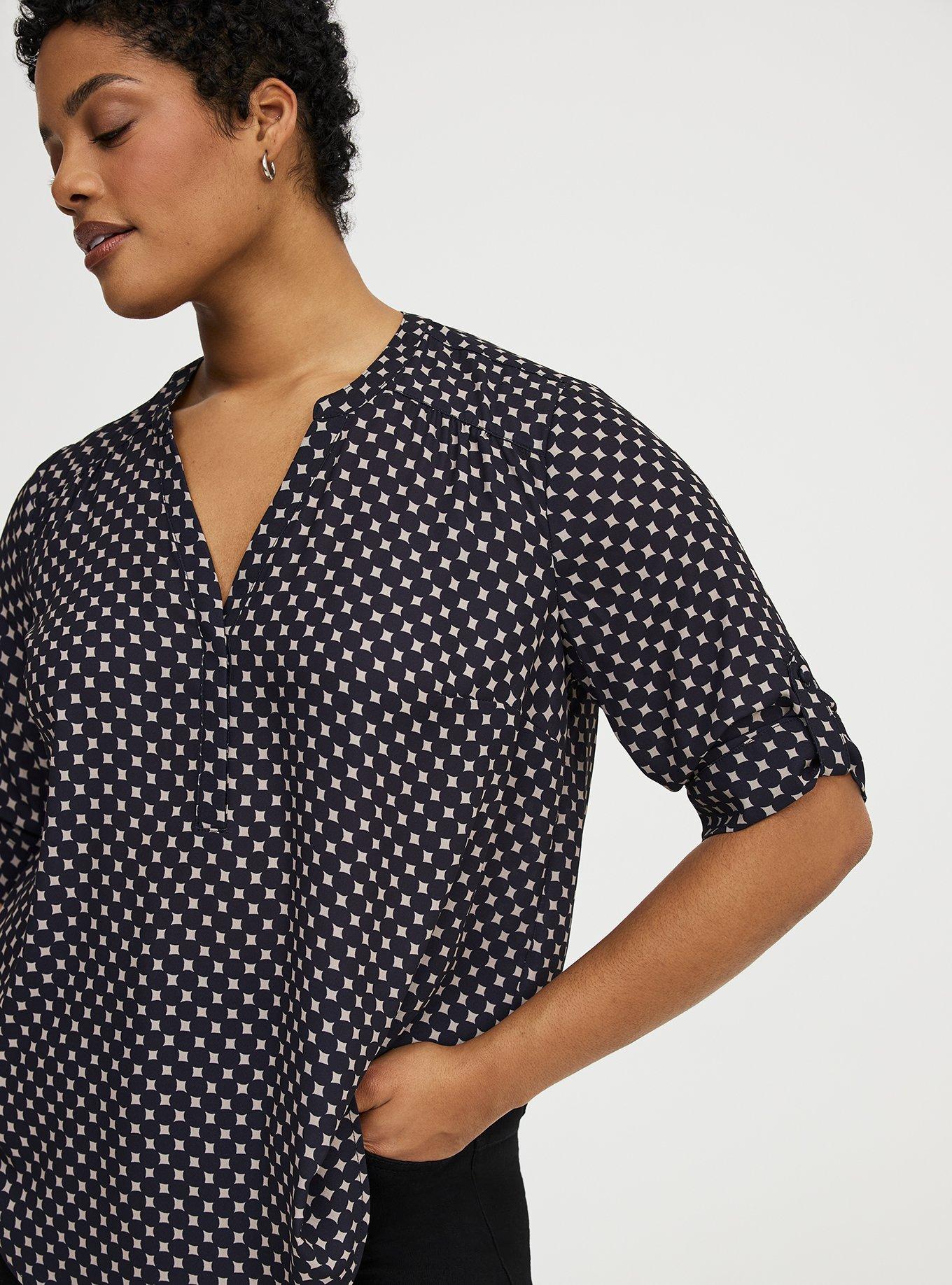 Harper Georgette 3/4 Sleeve Blouse, WATER DOTS TAN, alternate