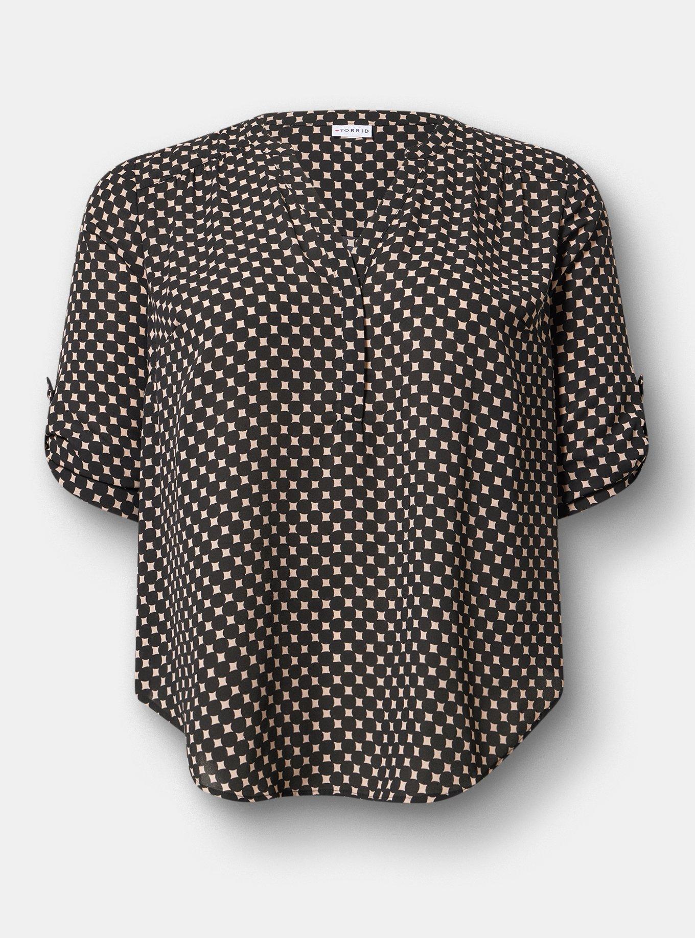 Harper Georgette 3/4 Sleeve Blouse, WATER DOTS TAN, hi-res