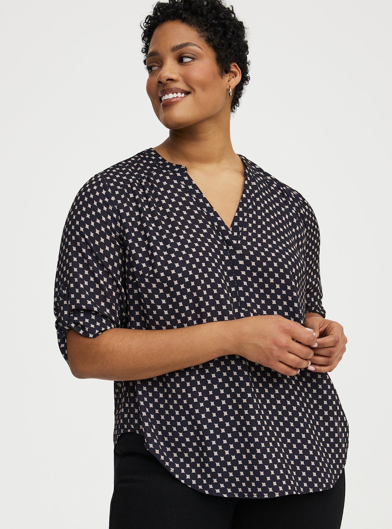 Harper Georgette 3/4 Sleeve Blouse, WATER DOTS TAN, hi-res