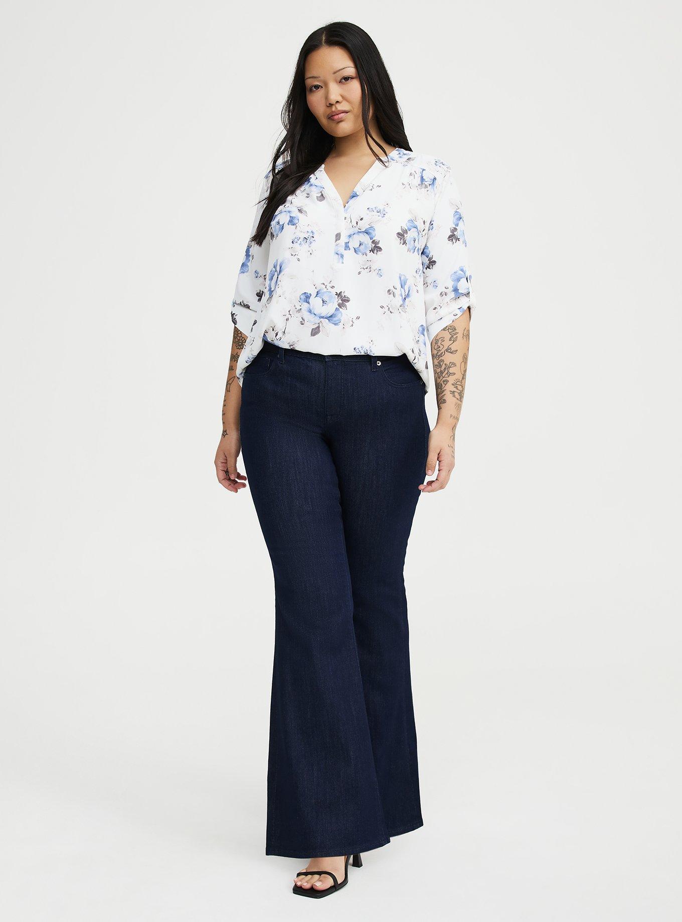 Harper Georgette 3/4 Sleeve Blouse, MOZART FLORAL BLUE, alternate