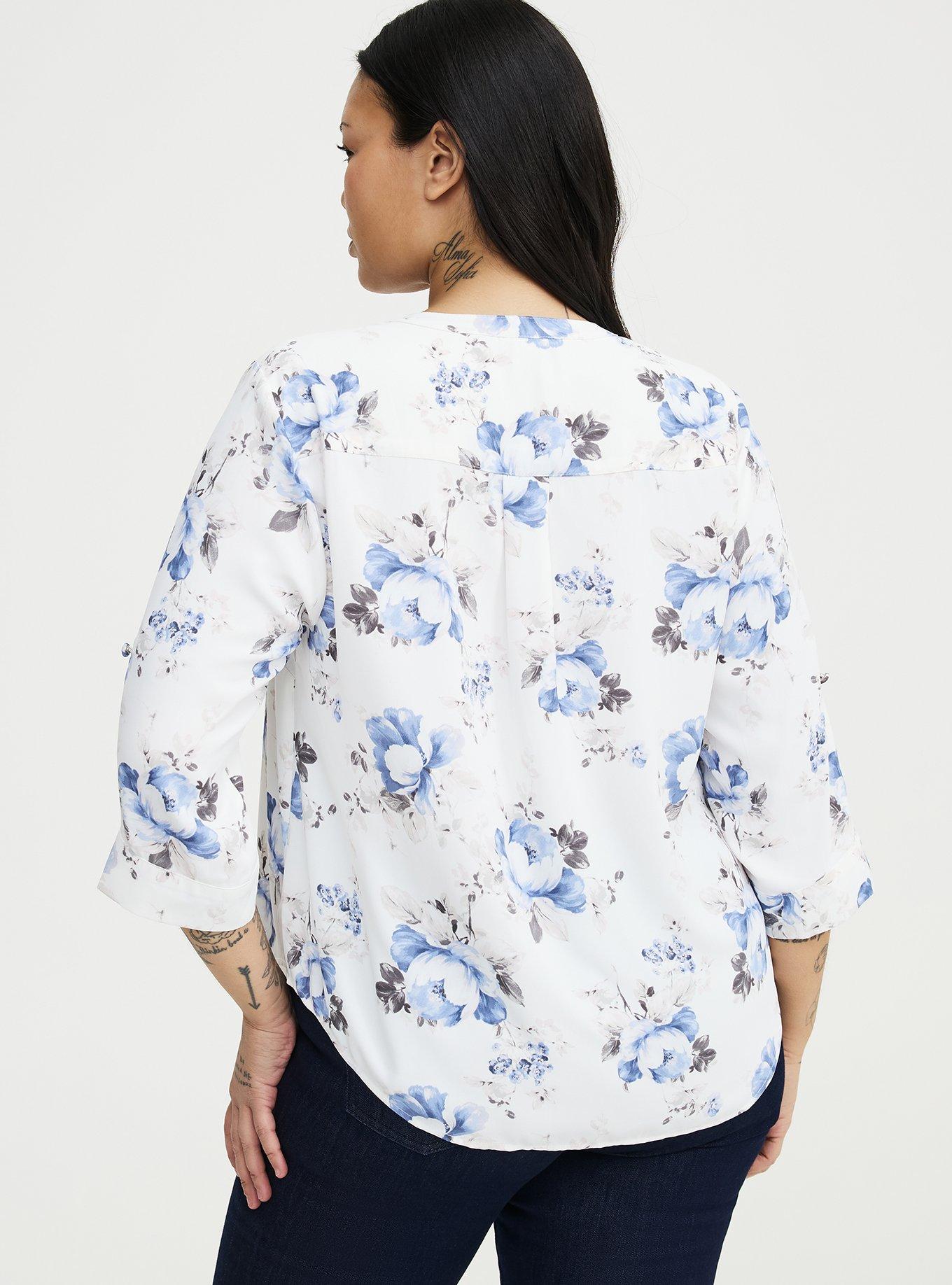 Harper Georgette 3/4 Sleeve Blouse, MOZART FLORAL BLUE, alternate