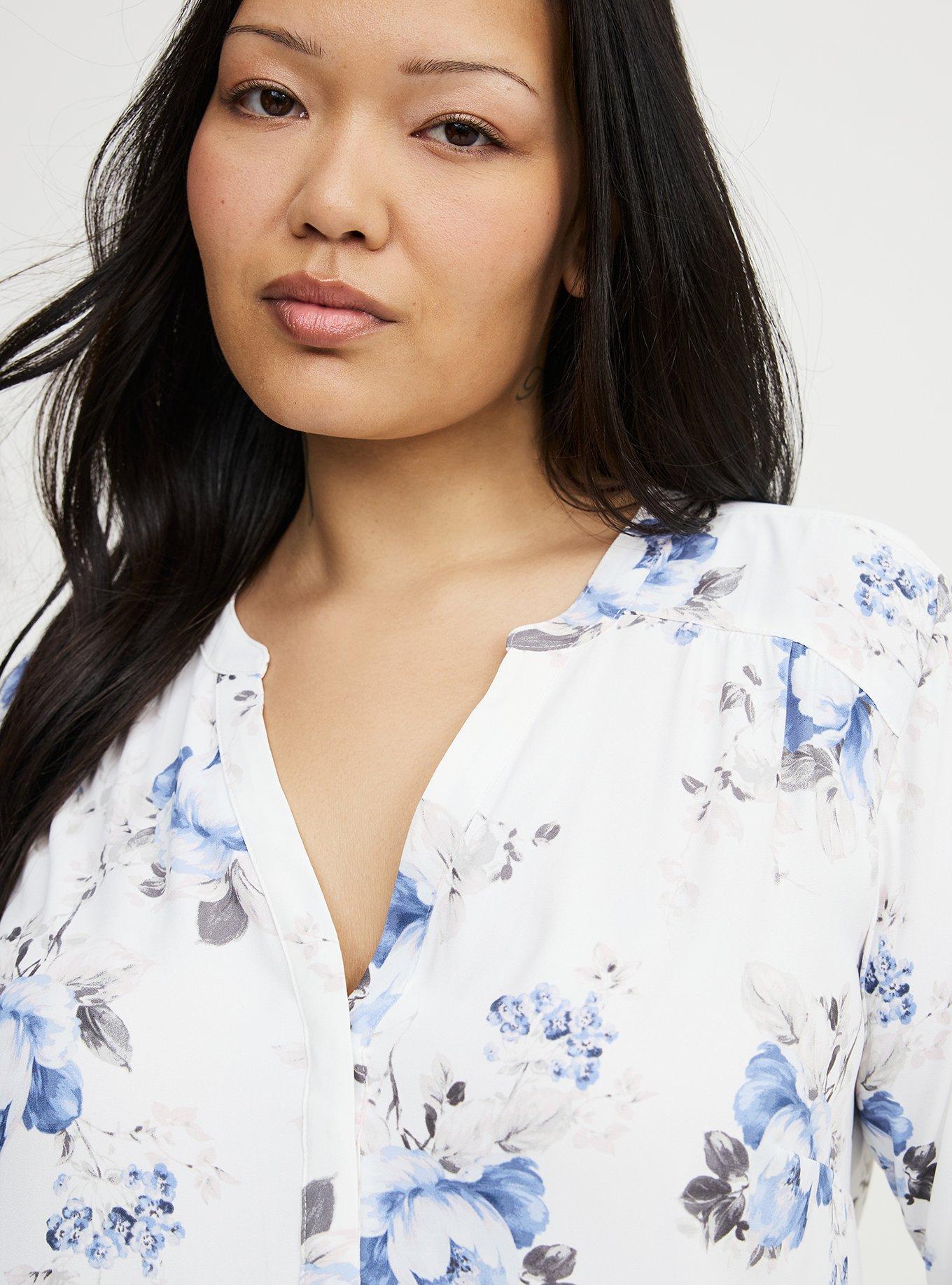 Harper Georgette 3/4 Sleeve Blouse, MOZART FLORAL BLUE, alternate