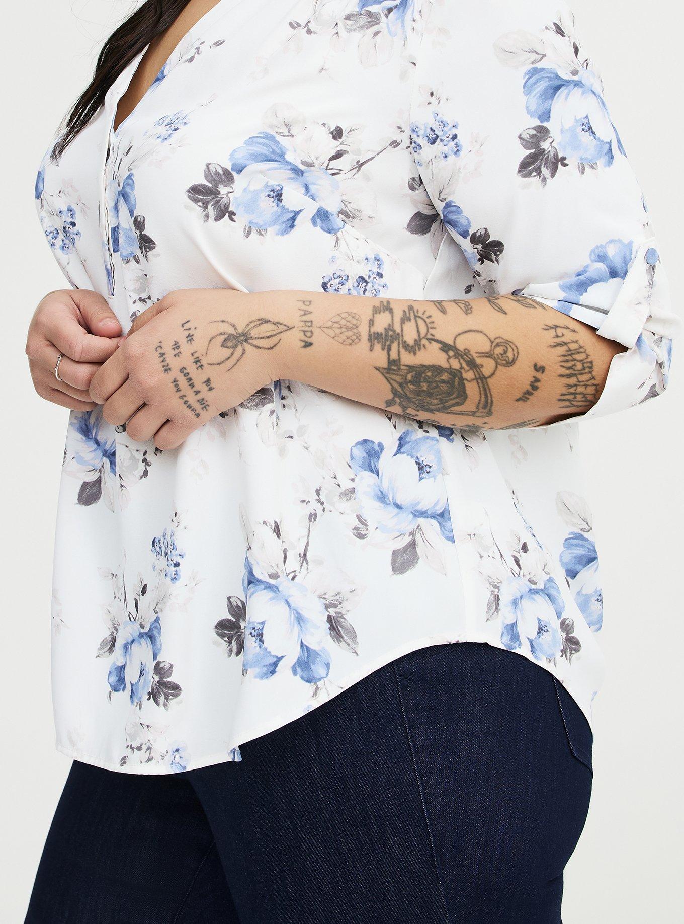 Harper Georgette 3/4 Sleeve Blouse, MOZART FLORAL BLUE, alternate