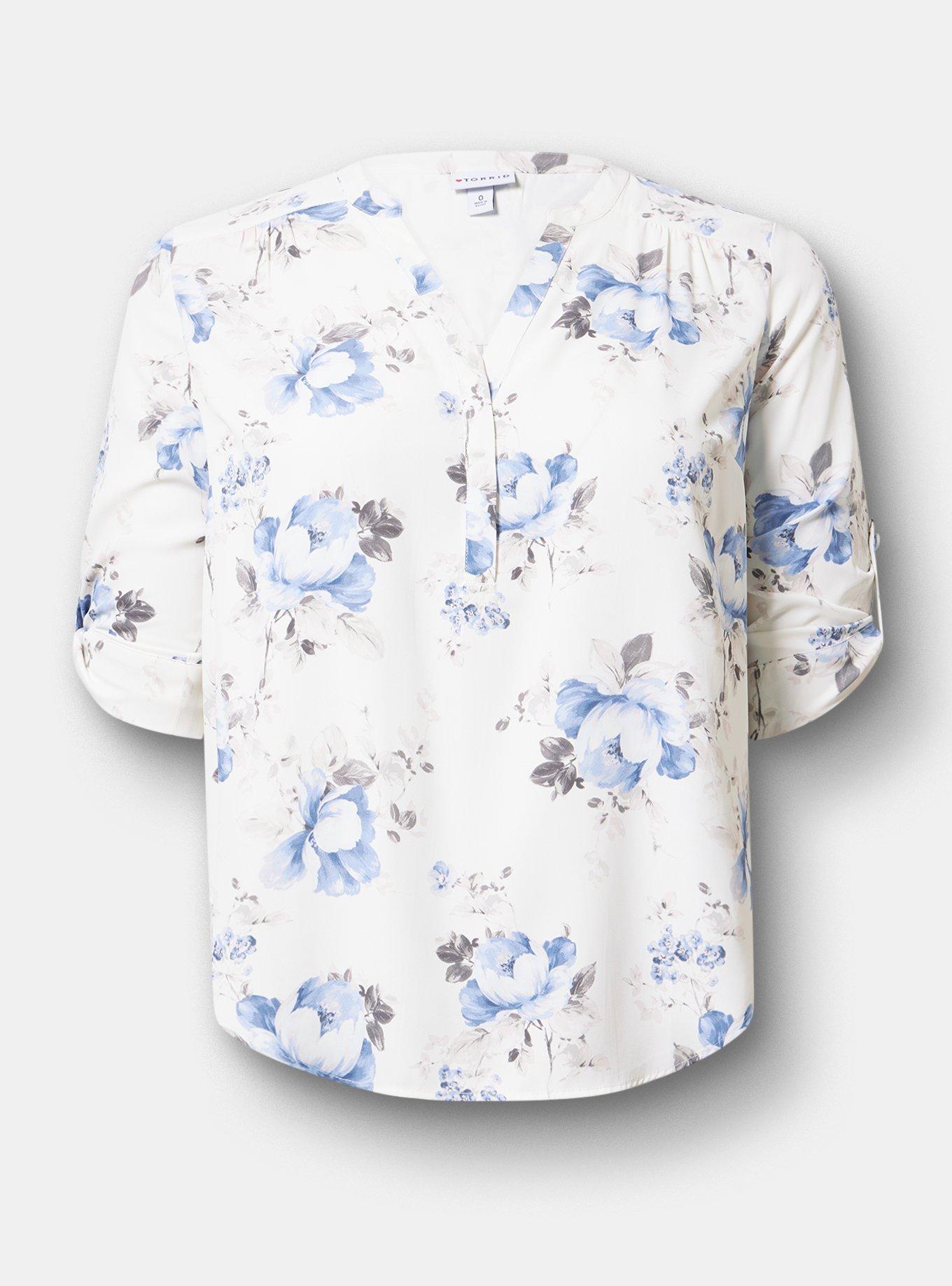 Harper Georgette 3/4 Sleeve Blouse, MOZART FLORAL BLUE, hi-res