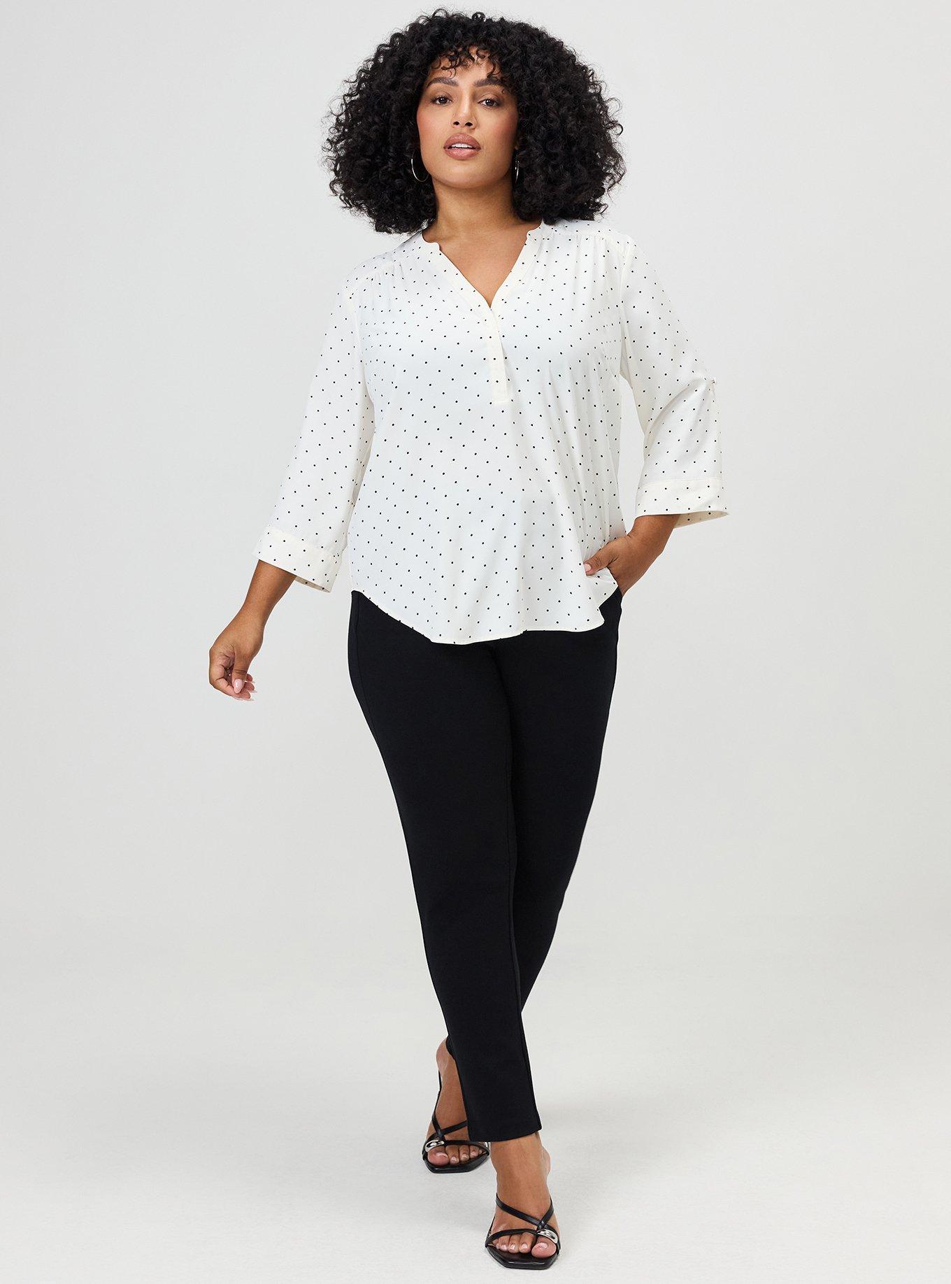 Plus Size Harper Georgette 3/4 Sleeve Blouse, DAINTY DOT WHITE, alternate
