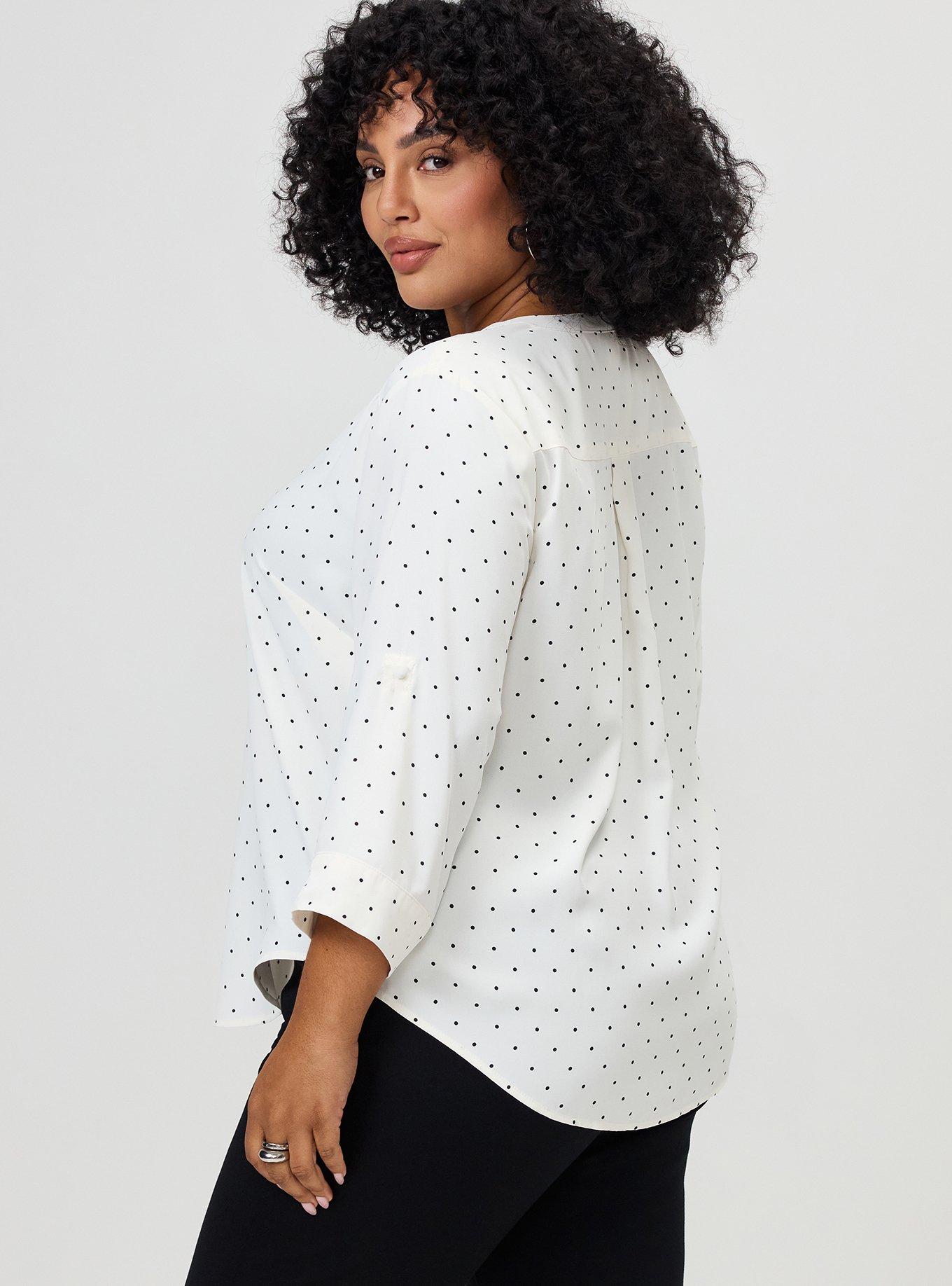 Plus Size Harper Georgette 3/4 Sleeve Blouse, DAINTY DOT WHITE, alternate