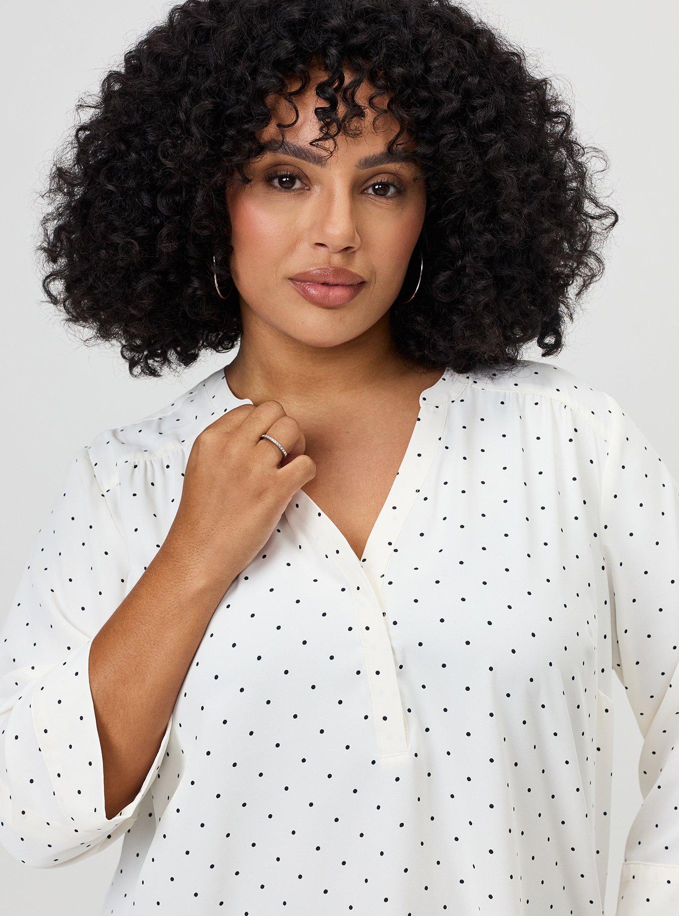 Plus Size Harper Georgette 3/4 Sleeve Blouse, DAINTY DOT WHITE, alternate