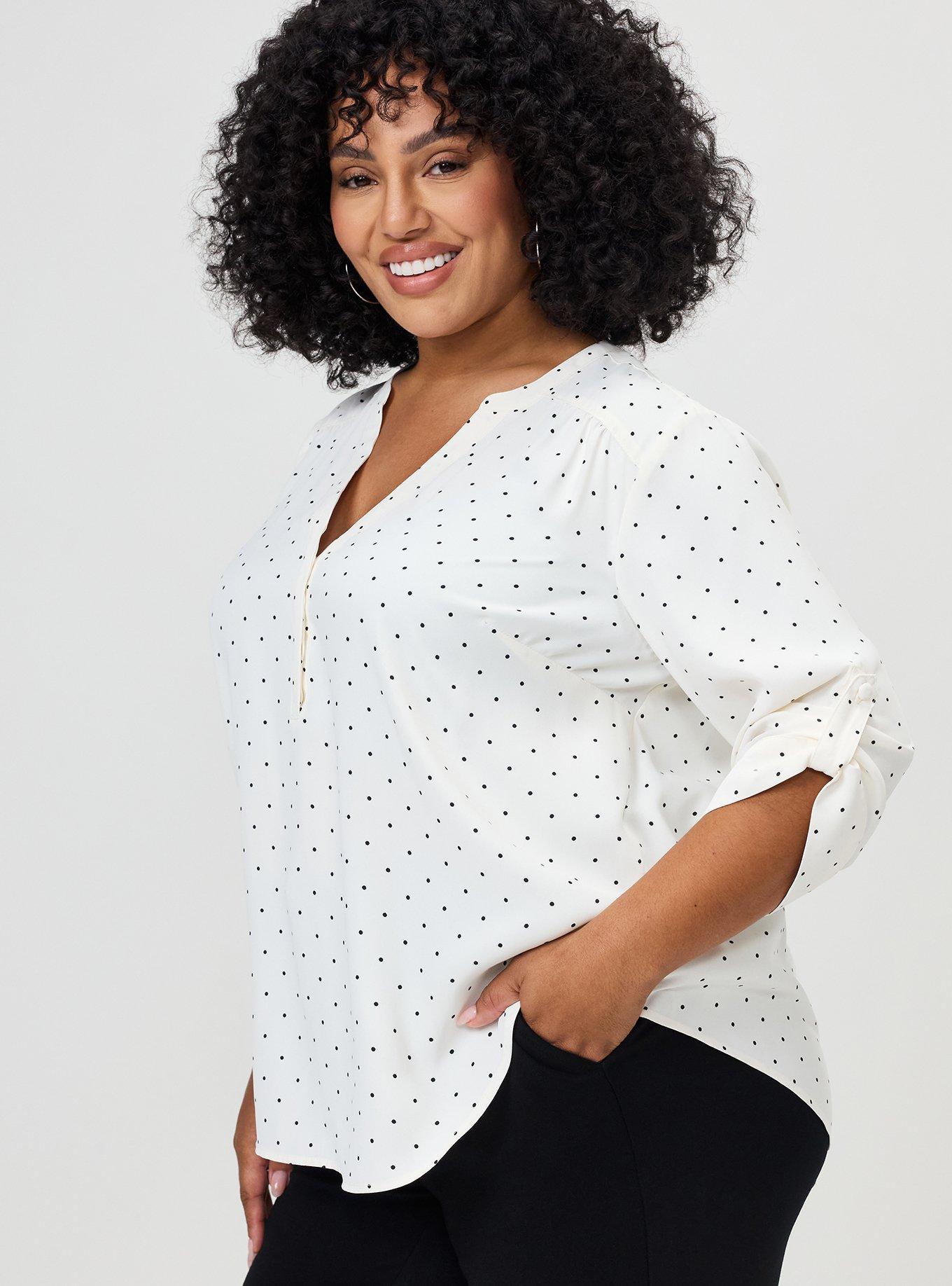 Plus Size Harper Georgette 3/4 Sleeve Blouse, DAINTY DOT WHITE, alternate