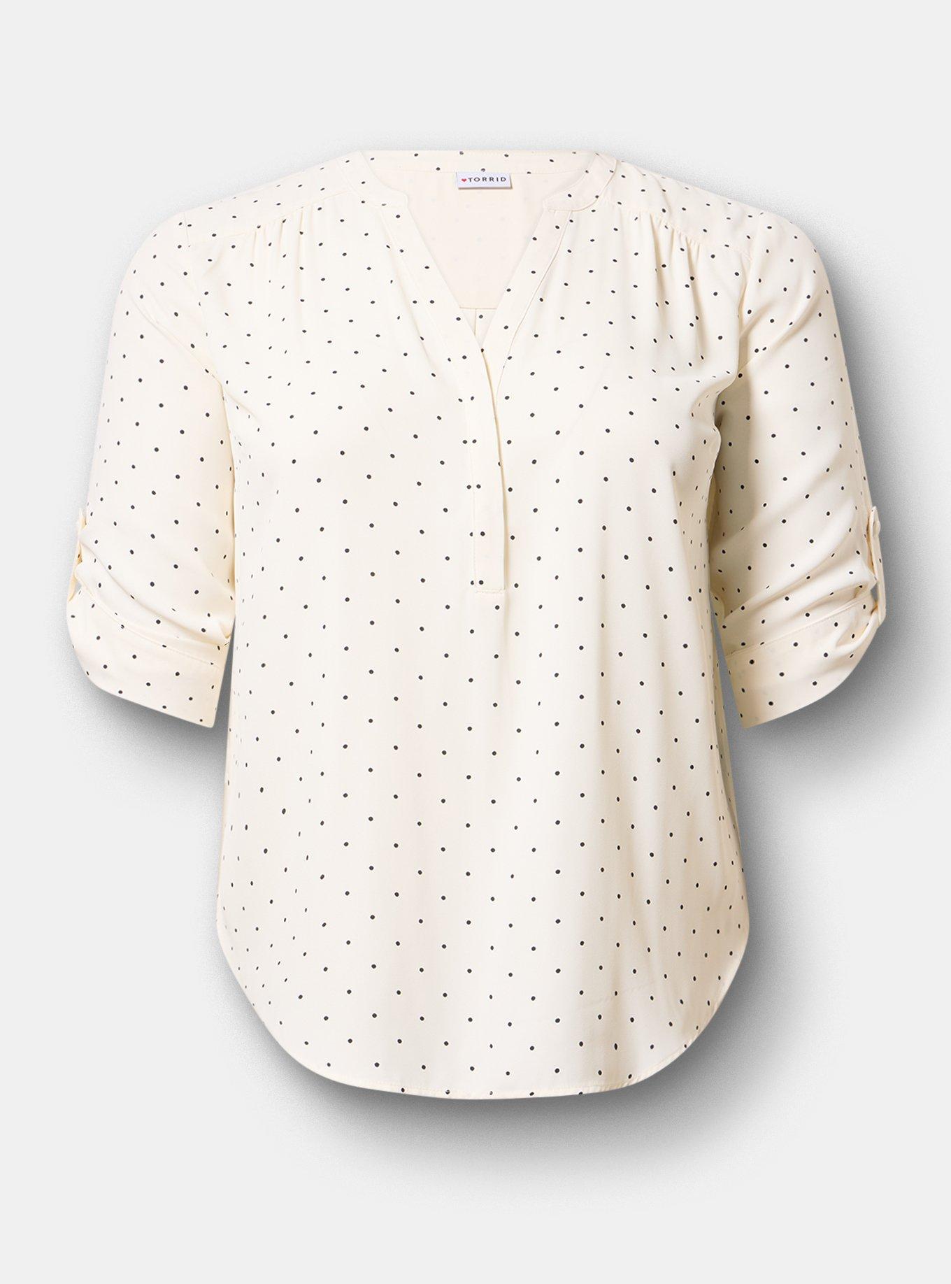 Plus Size Harper Georgette 3/4 Sleeve Blouse, DAINTY DOT WHITE, hi-res