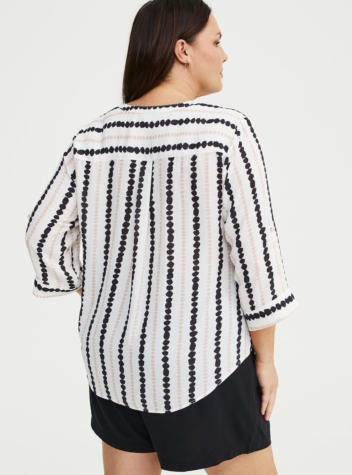 Harper Georgette 3/4 Sleeve Blouse, INKBLOT STRIPE WHITE, alternate