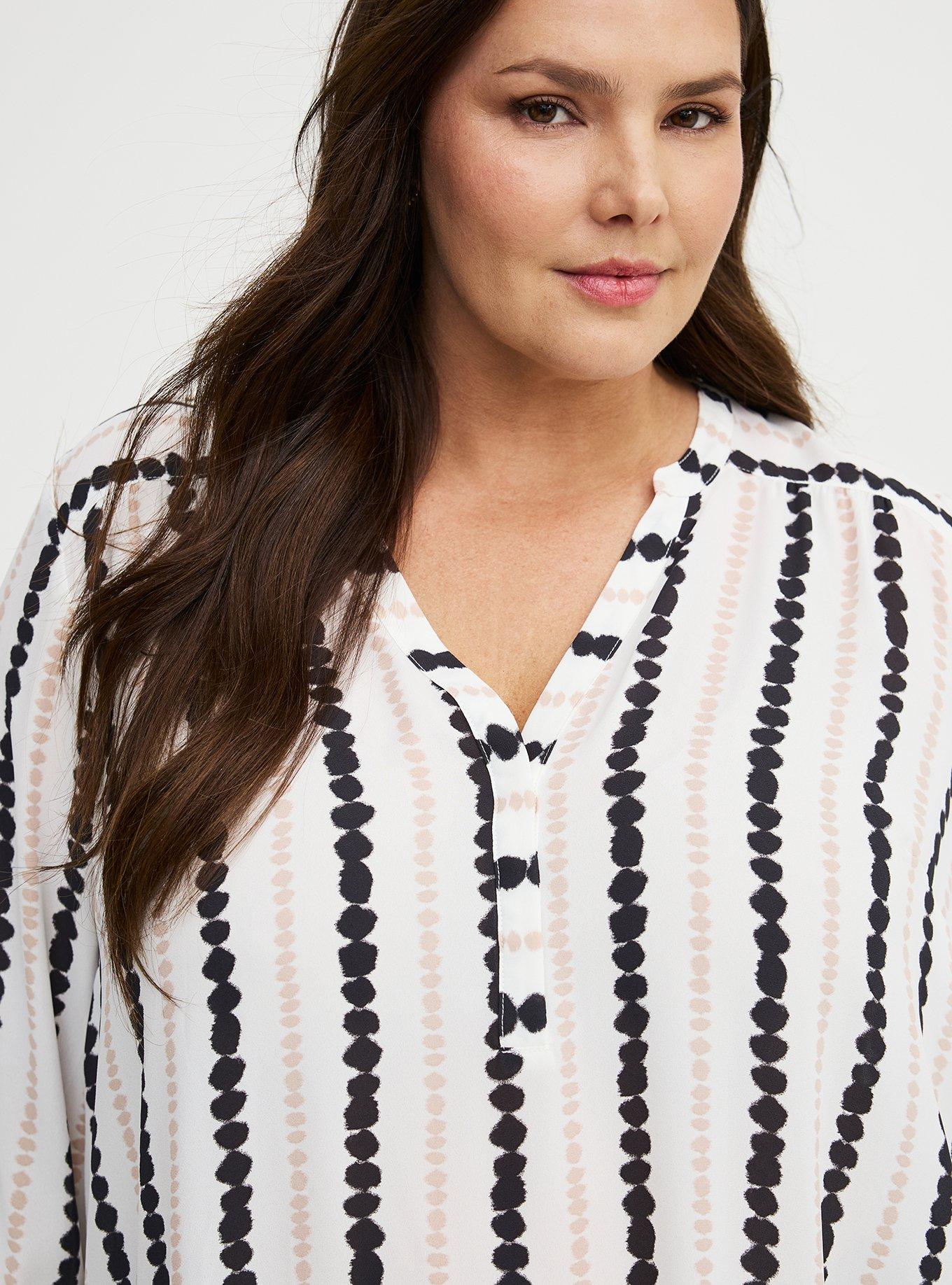 Harper Georgette 3/4 Sleeve Blouse, INKBLOT STRIPE WHITE, alternate
