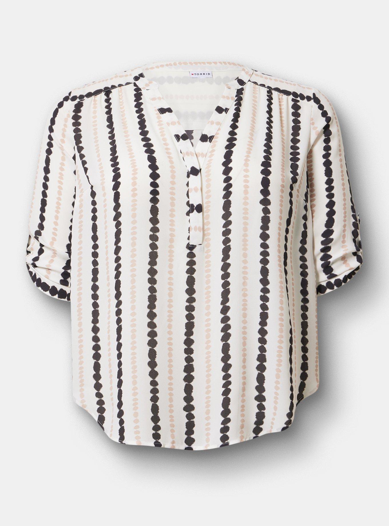 Harper Georgette 3/4 Sleeve Blouse, INKBLOT STRIPE WHITE, hi-res