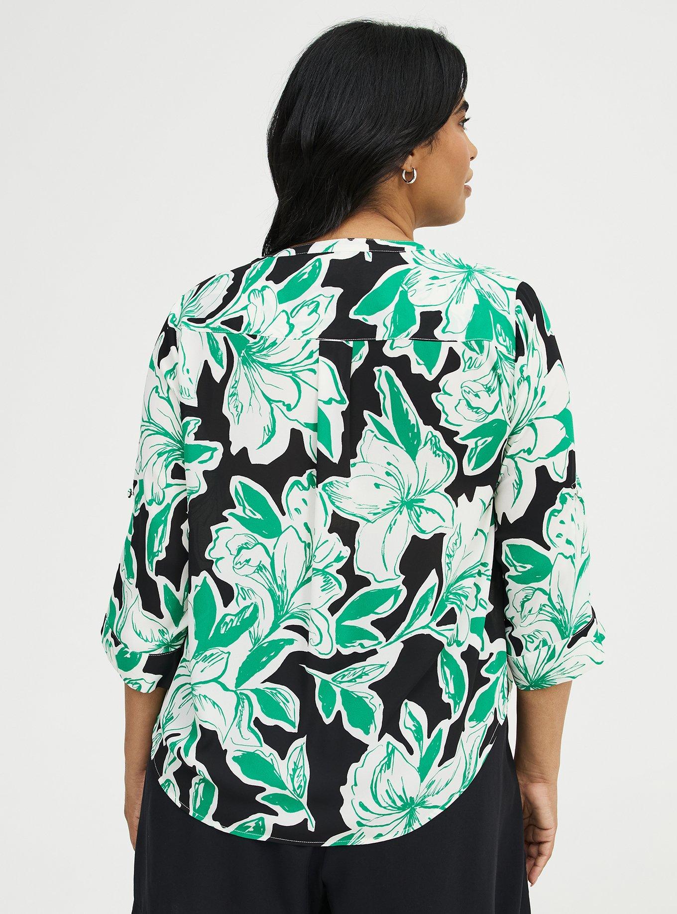 Harper Georgette 3/4 Sleeve Blouse, SKETCHED LILLIES FLORAL BLACK, alternate
