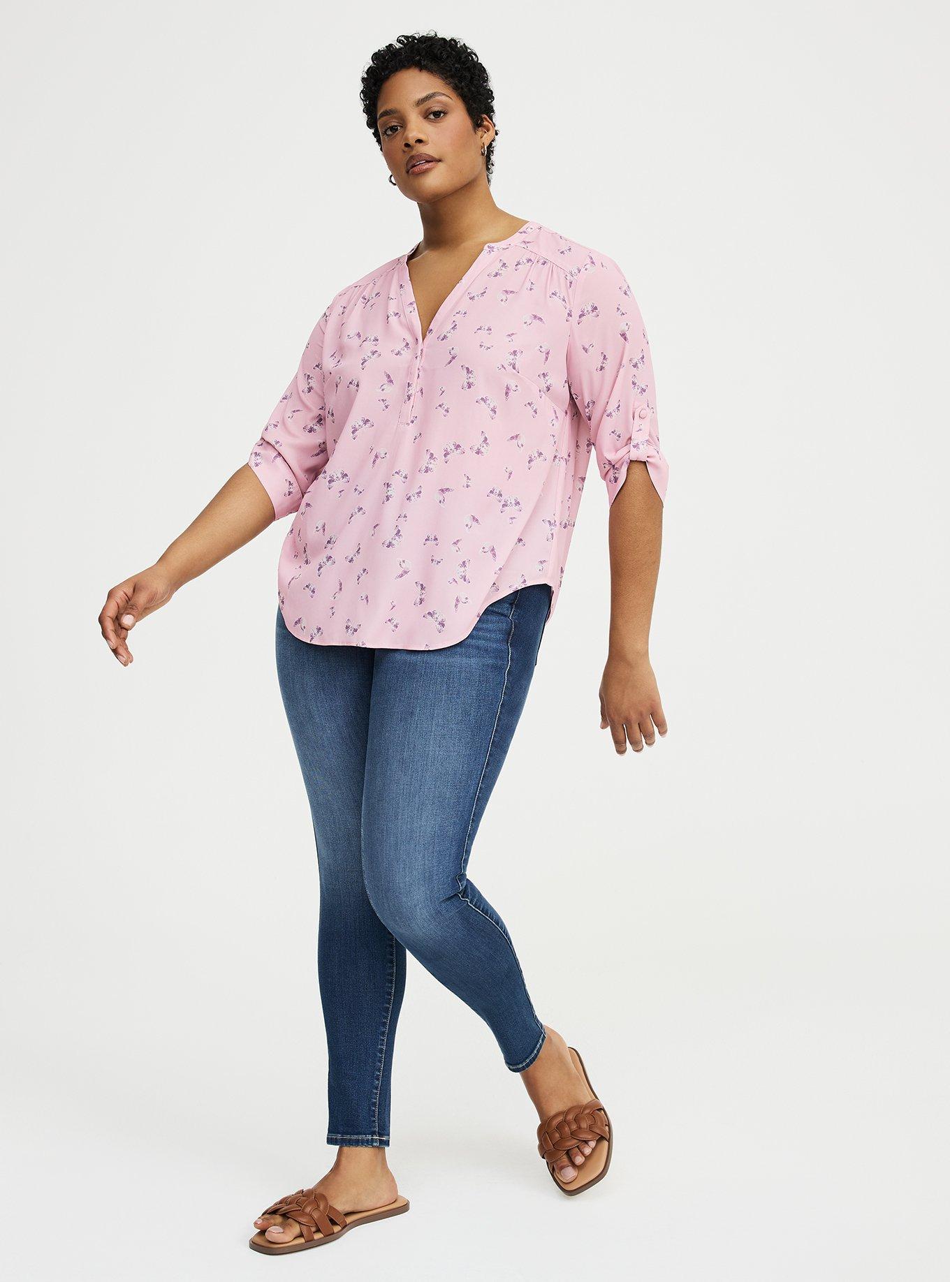 Harper Georgette 3/4 Sleeve Blouse, BUTTERFLIES FLY PINK, alternate