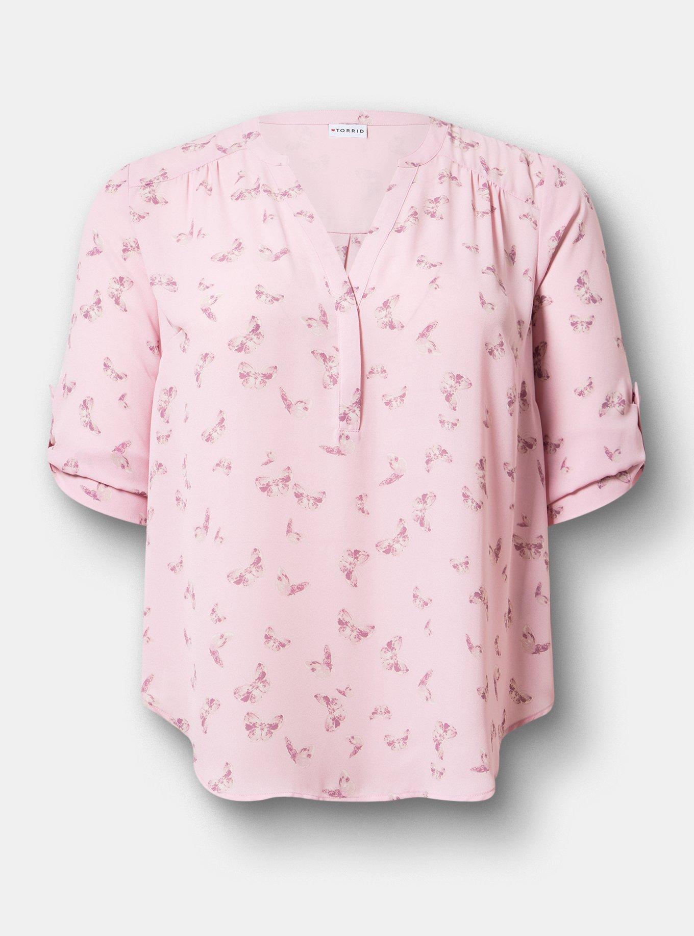 Harper Georgette 3/4 Sleeve Blouse, BUTTERFLIES FLY PINK, hi-res
