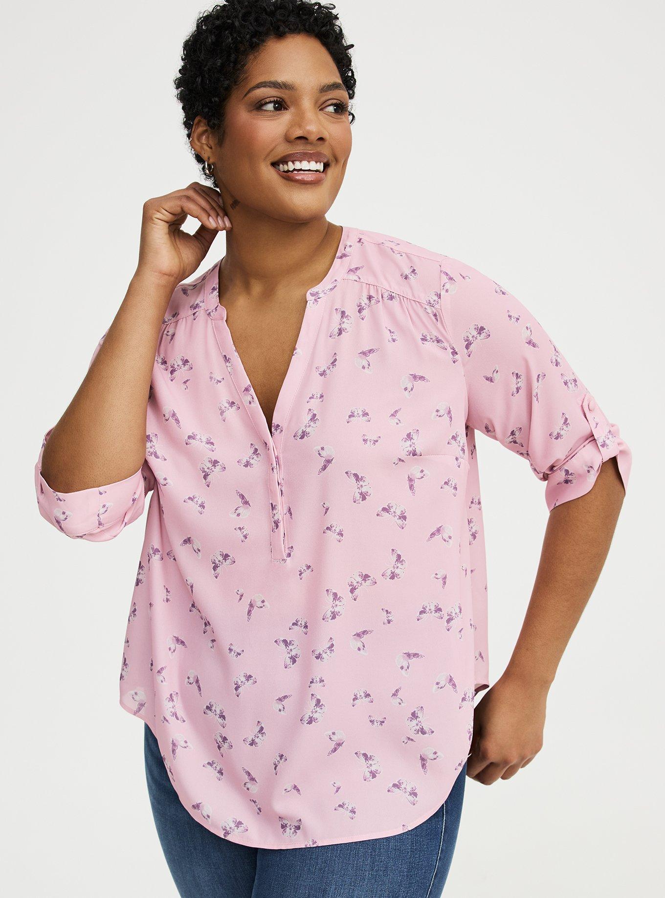 Harper Georgette 3/4 Sleeve Blouse, BUTTERFLIES FLY PINK, hi-res