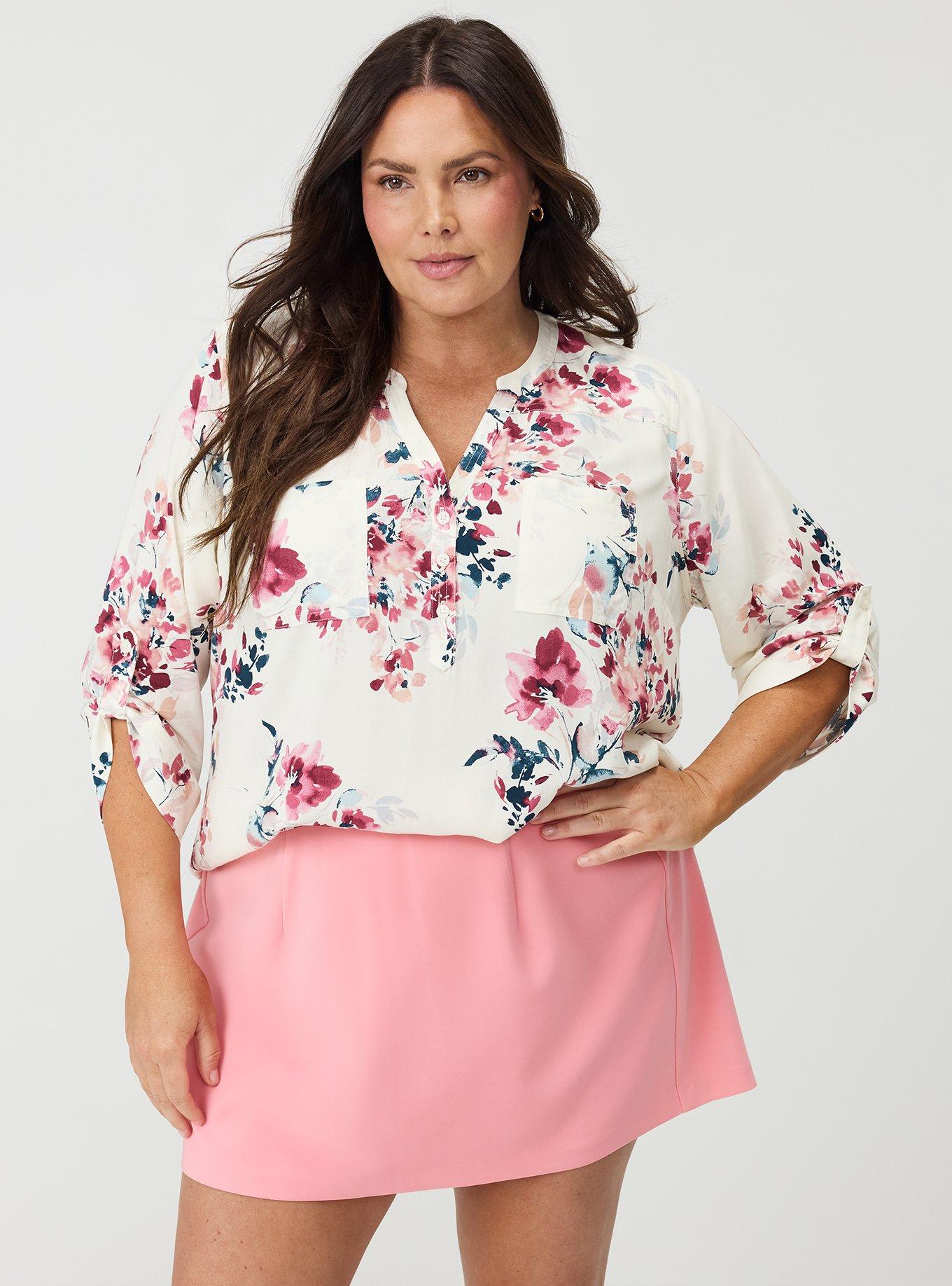 Harper Georgette 3/4 Sleeve Blouse, FRESCO GARDEN FLORAL IVORY, alternate