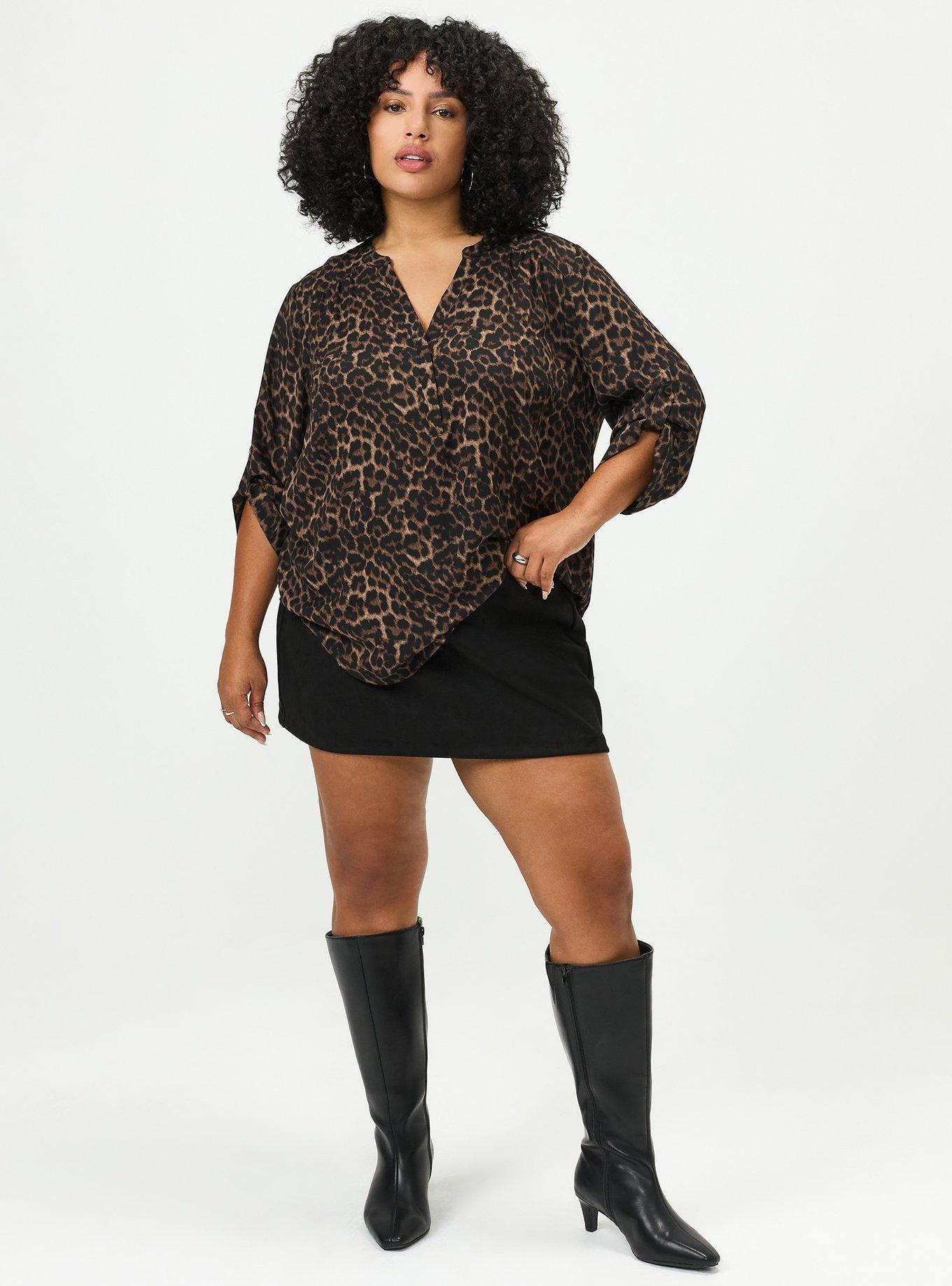Harper 3/4 Sleeve Pullover Blouse, ON THE PROWL LEOPARD BROWN, alternate