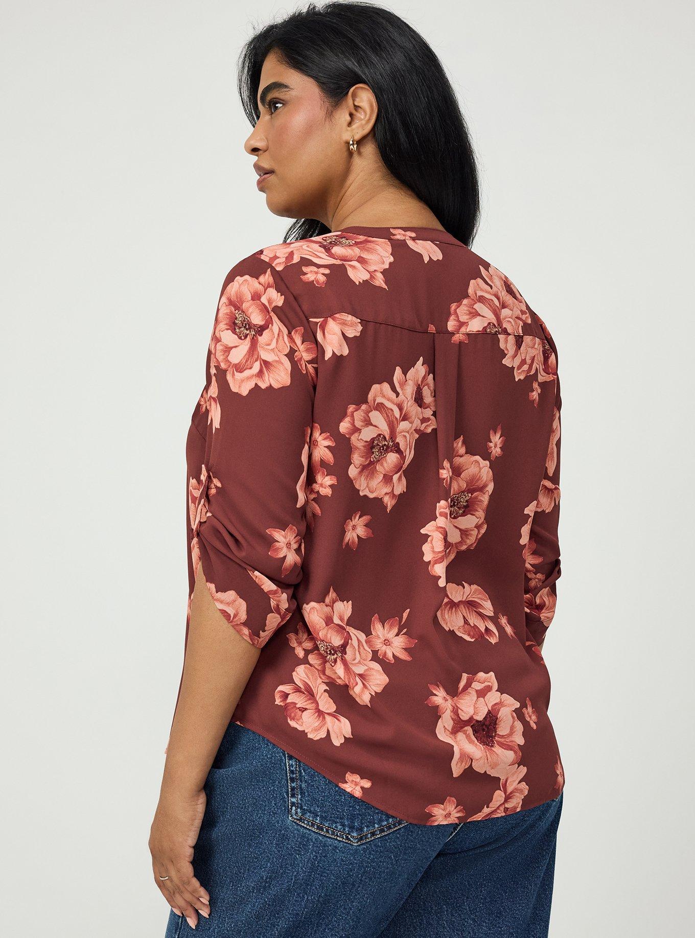 Harper 3/4 Sleeve Pullover Blouse, LILY FLORAL RED, alternate