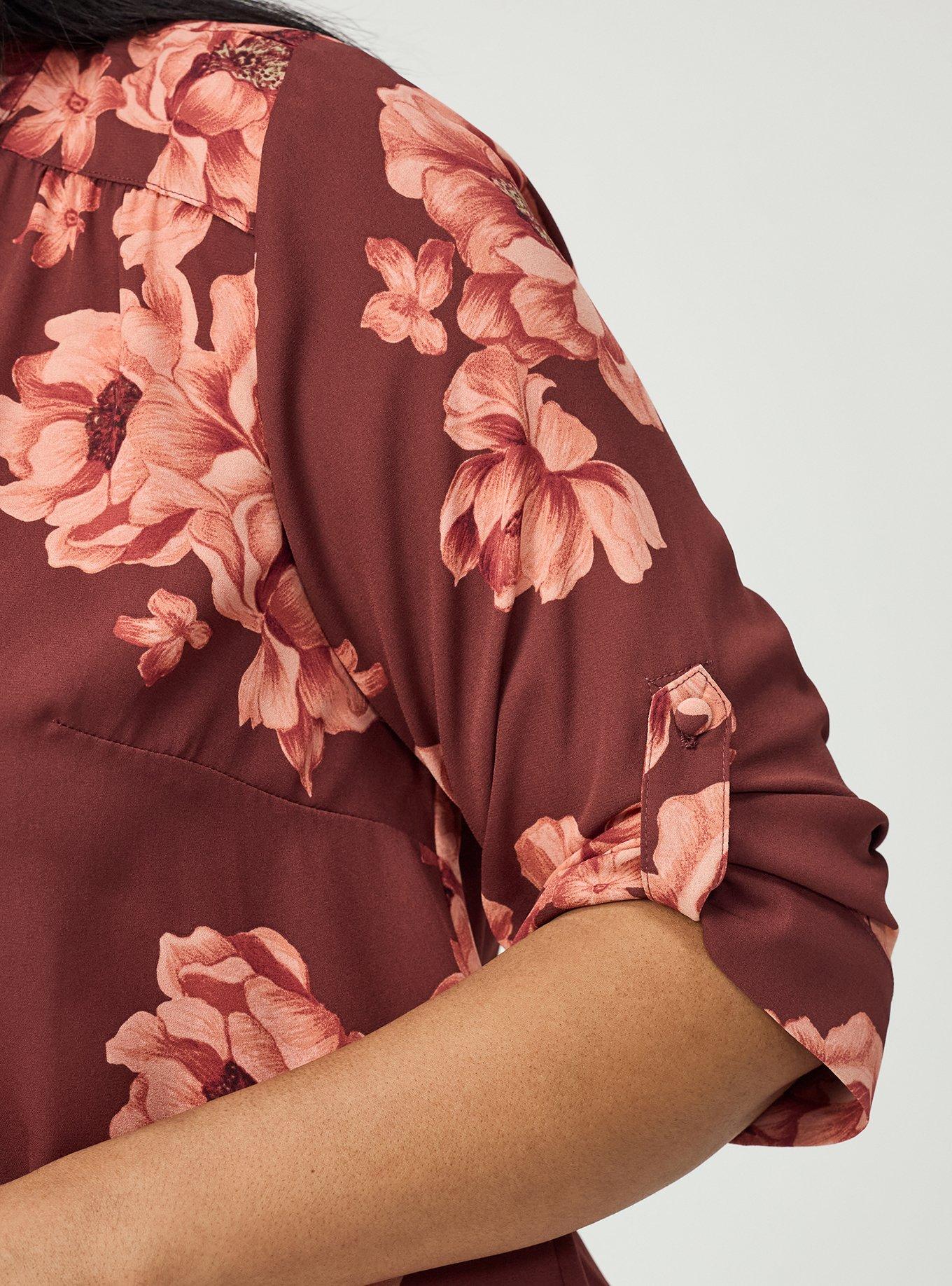 Harper 3/4 Sleeve Pullover Blouse, LILY FLORAL RED, alternate