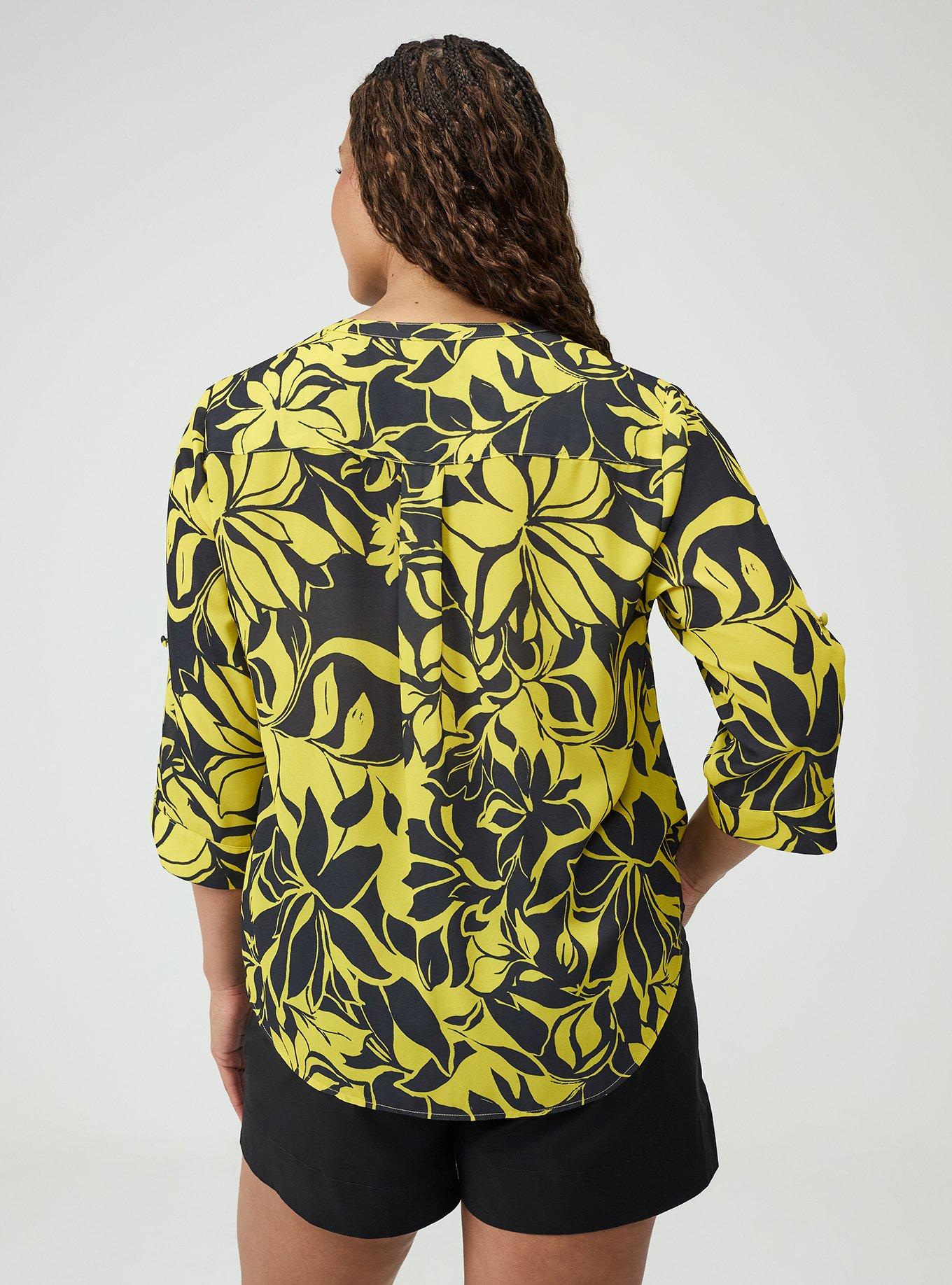 Harper Georgette 3/4 Sleeve Blouse, SHADOW BOX FLORAL YELLOW, alternate