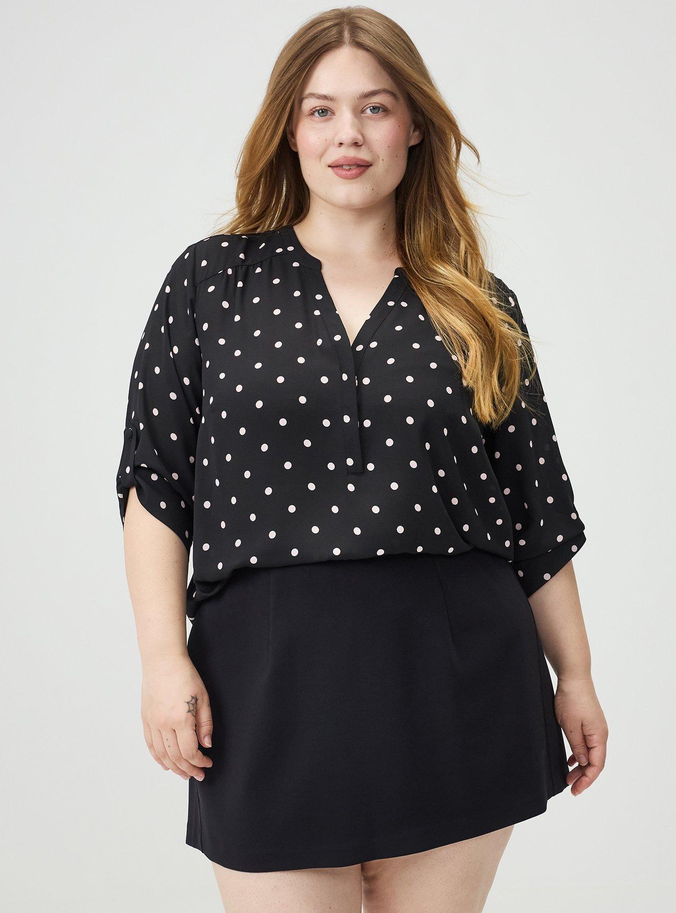 Harper Georgette 3/4 Sleeve Blouse, MIDI DOT BLACK, alternate