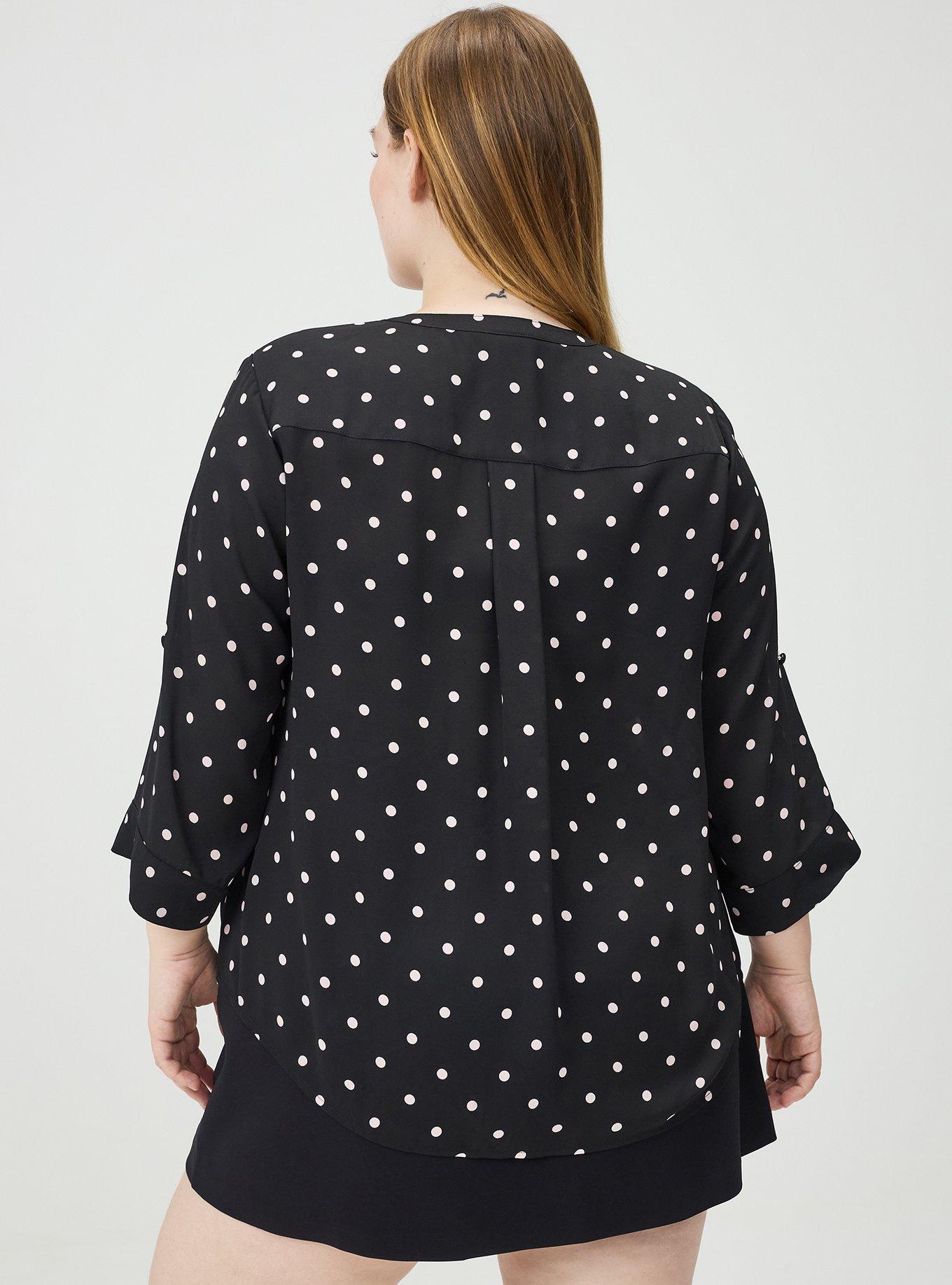 Harper Georgette 3/4 Sleeve Blouse, MIDI DOT BLACK, alternate